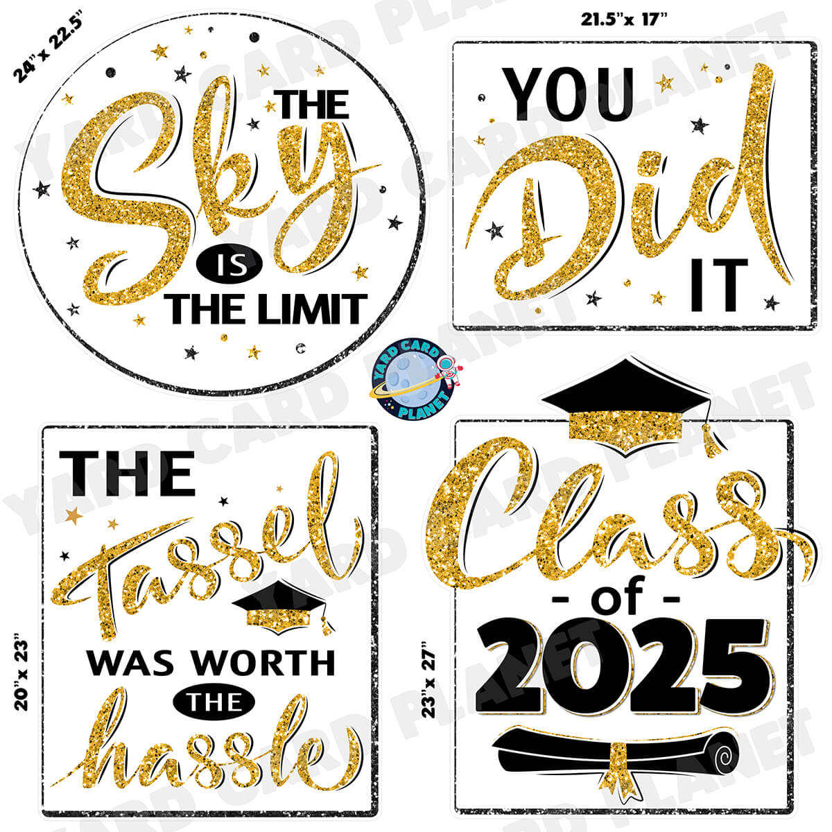 Glitter Pattern Graduation Sayings Signs Half Sheet Yard Card Flair Set