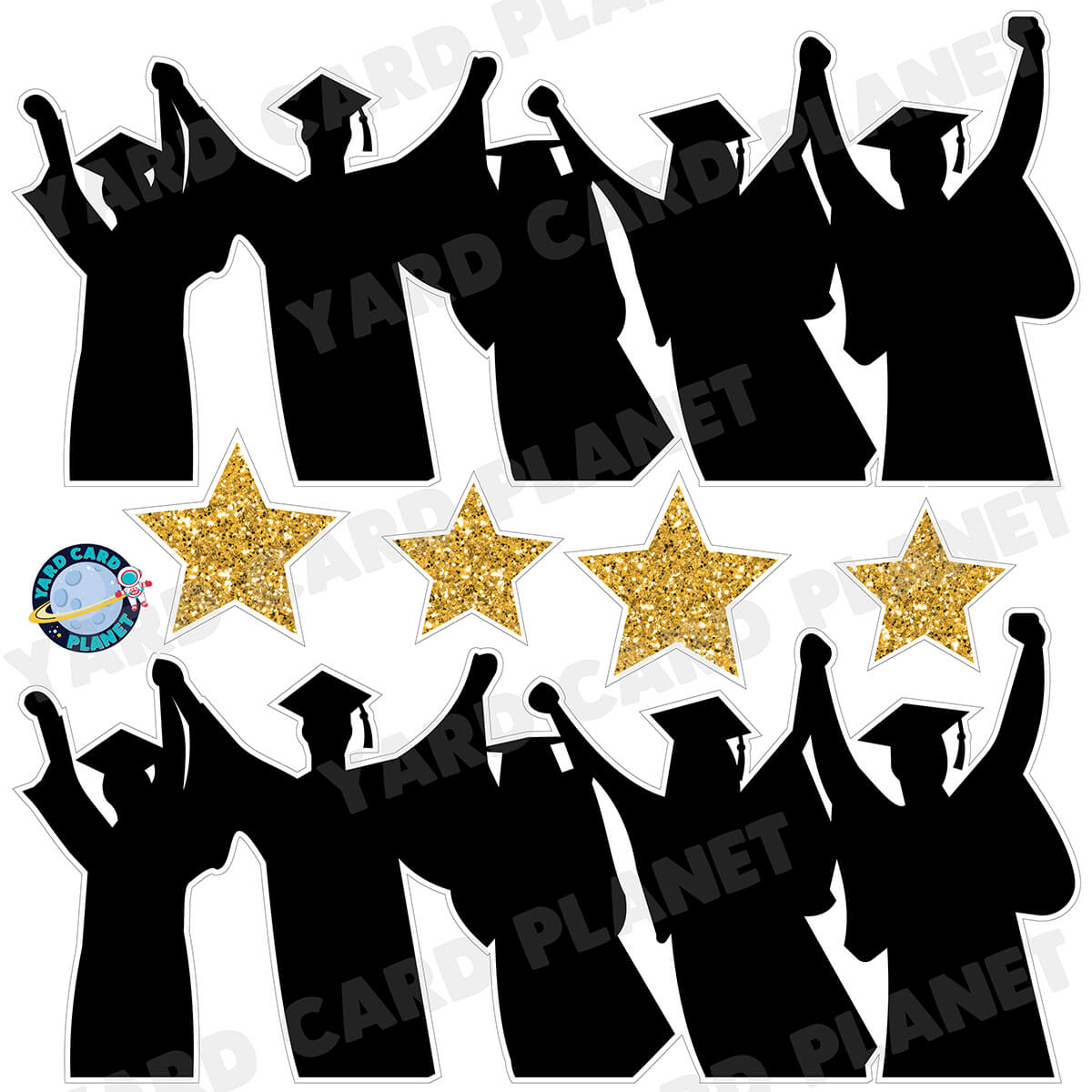 Half Graduation Card Silhouette Graduation EZ Setup Panels and Stars Half Sheet Yard Card S