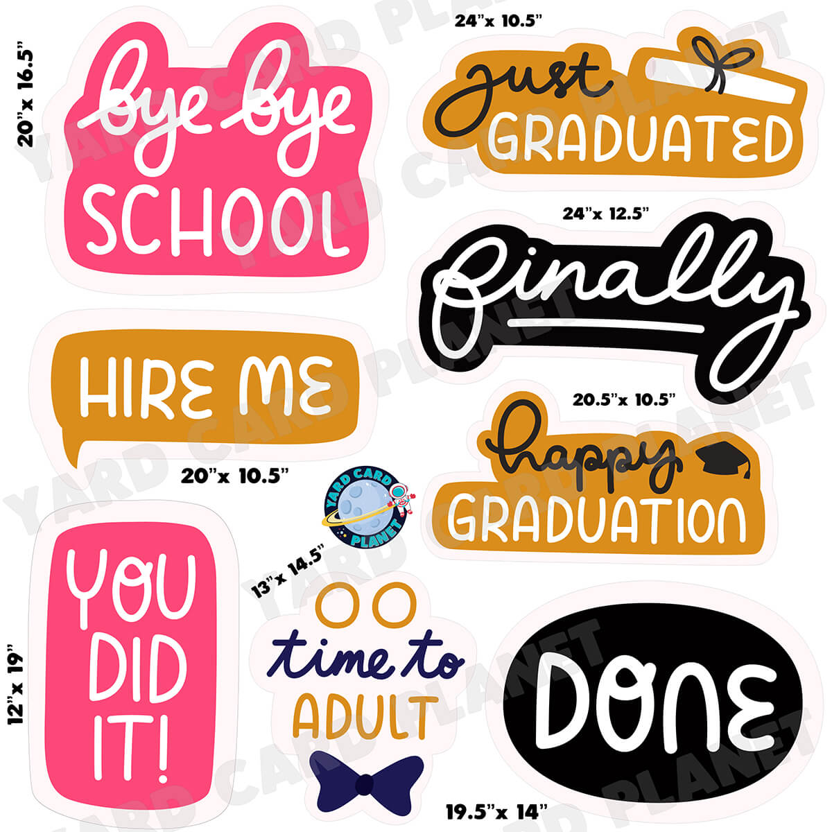 Fun Graduation Sticker Signs Half Sheet Yard Card Flair Set