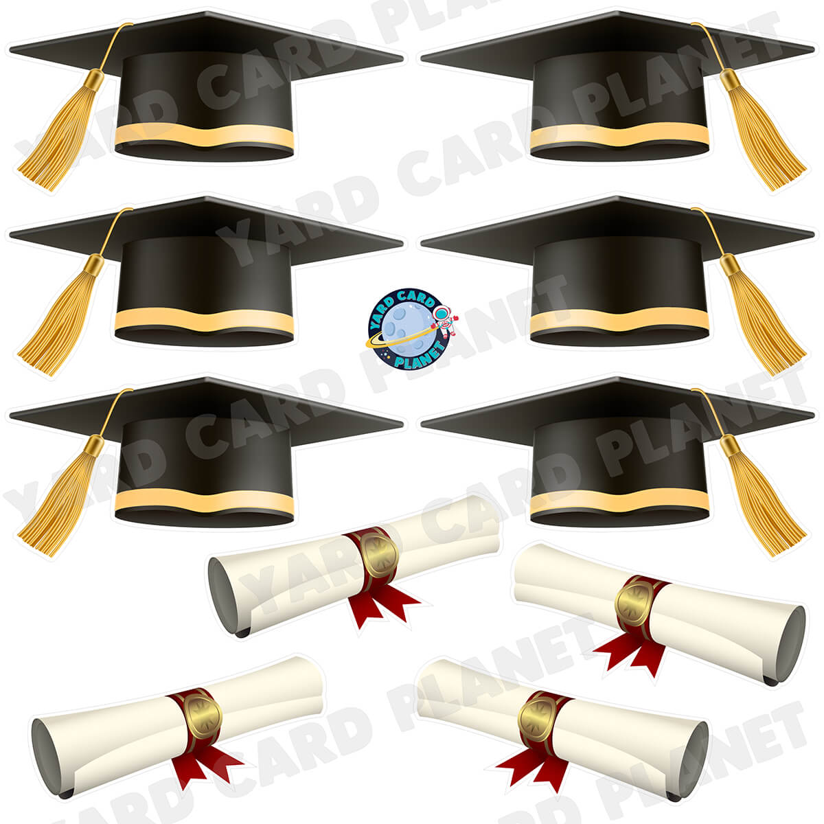 Graduation Caps and Diplomas Half Sheet Yard Card Flair Set