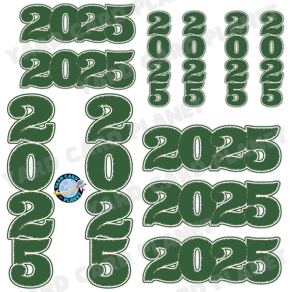 Hunter Green Solid with Glitter Pattern Trim 2025 EZ Quick Signs and Towers Half Sheet Yard Card Set