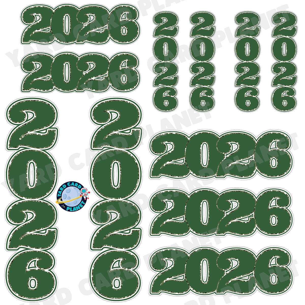 Hunter Green Solid with Glitter Pattern Trim 2026 EZ Quick Signs and Towers Half Sheet Yard Card Set