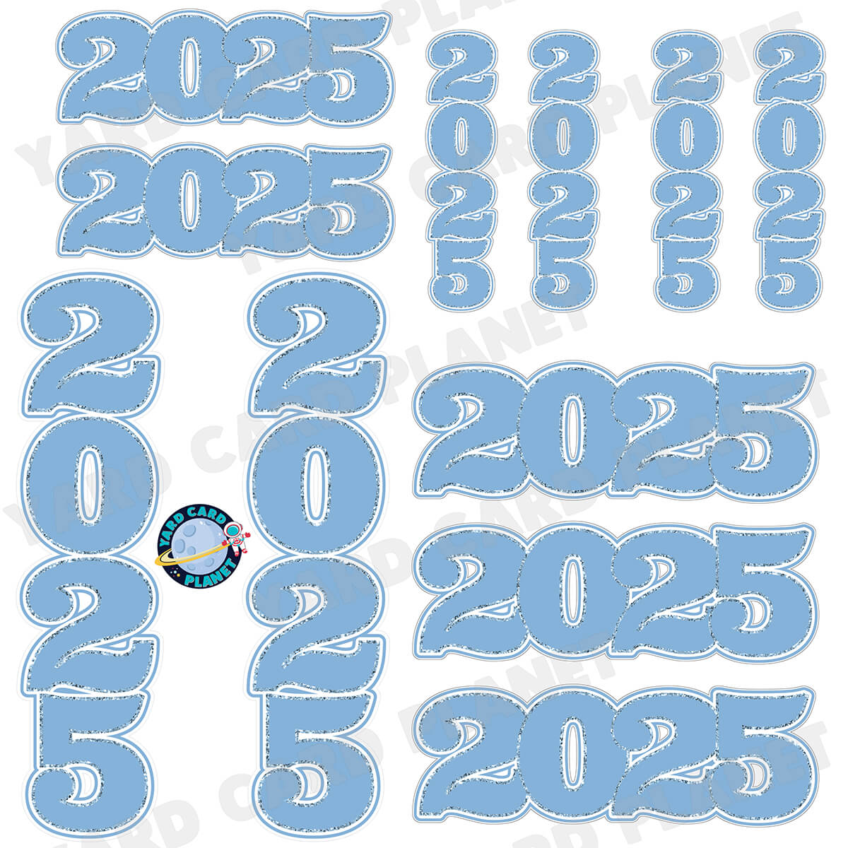 Baby Blue Solid with Glitter Pattern Trim 2025 EZ Quick Signs and Towers Half Sheet Yard Card Set