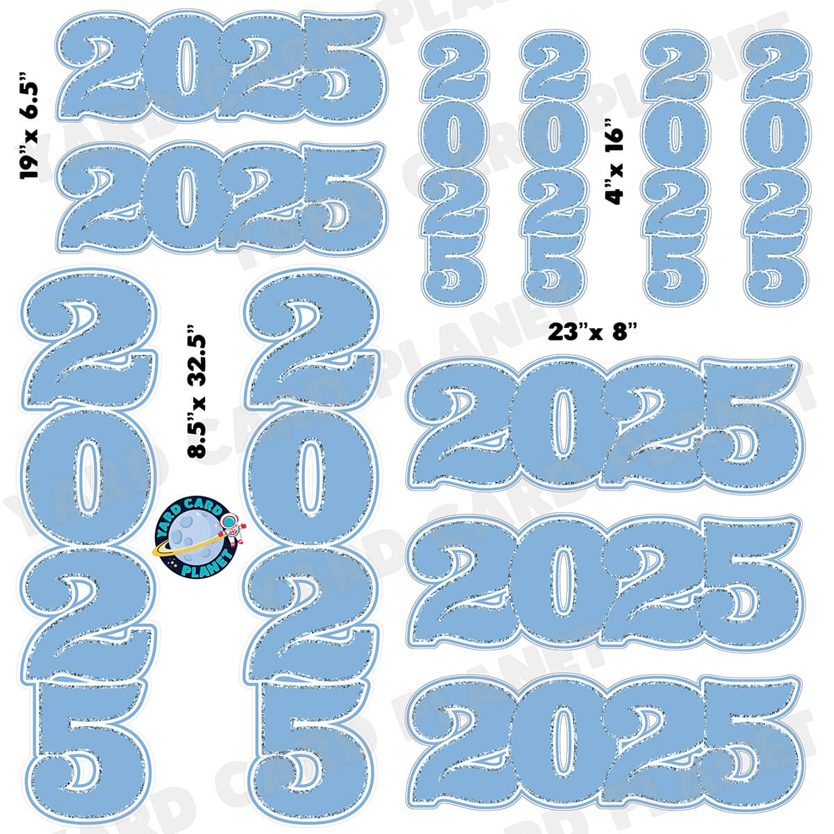 Baby Blue Solid with Glitter Pattern Trim 2025 EZ Quick Signs and Towers Half Sheet Yard Card Set