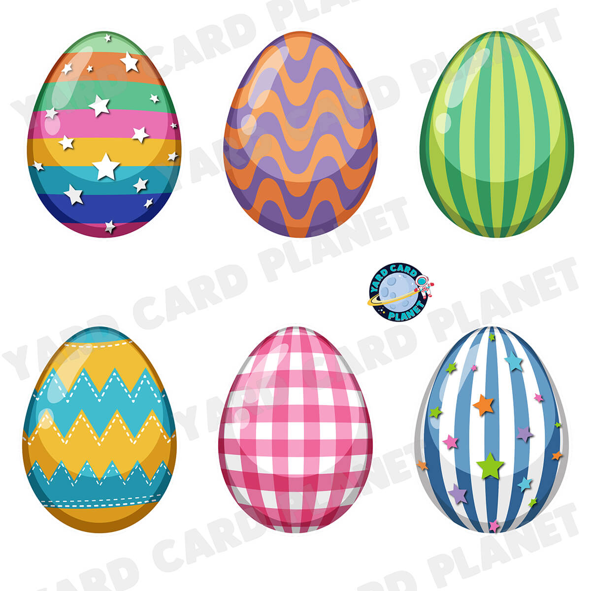 Colorful Easter Eggs Half Sheet Yard Card Flair Set