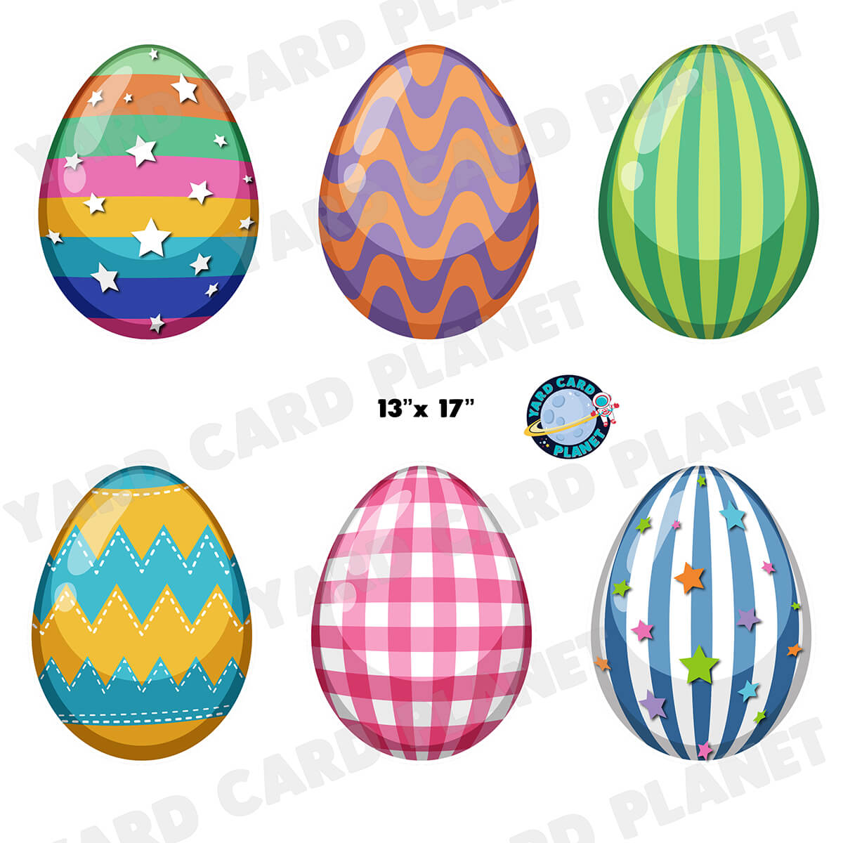 Colorful Easter Eggs Half Sheet Yard Card Flair Set