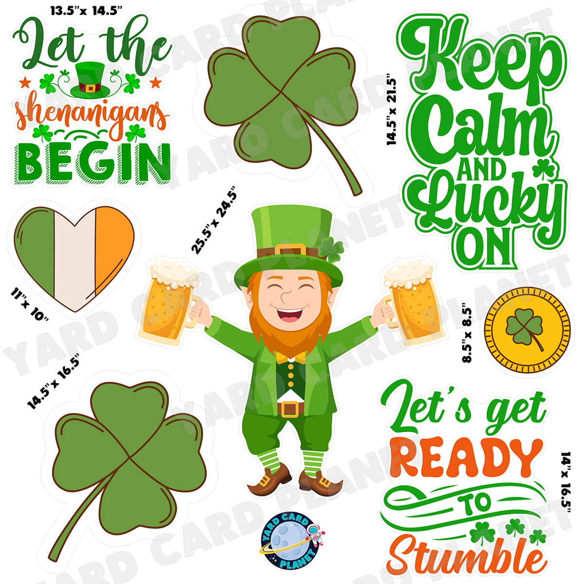 Lucky St. Patrick's Day Half Sheet Signs and Yard Card Flair Set