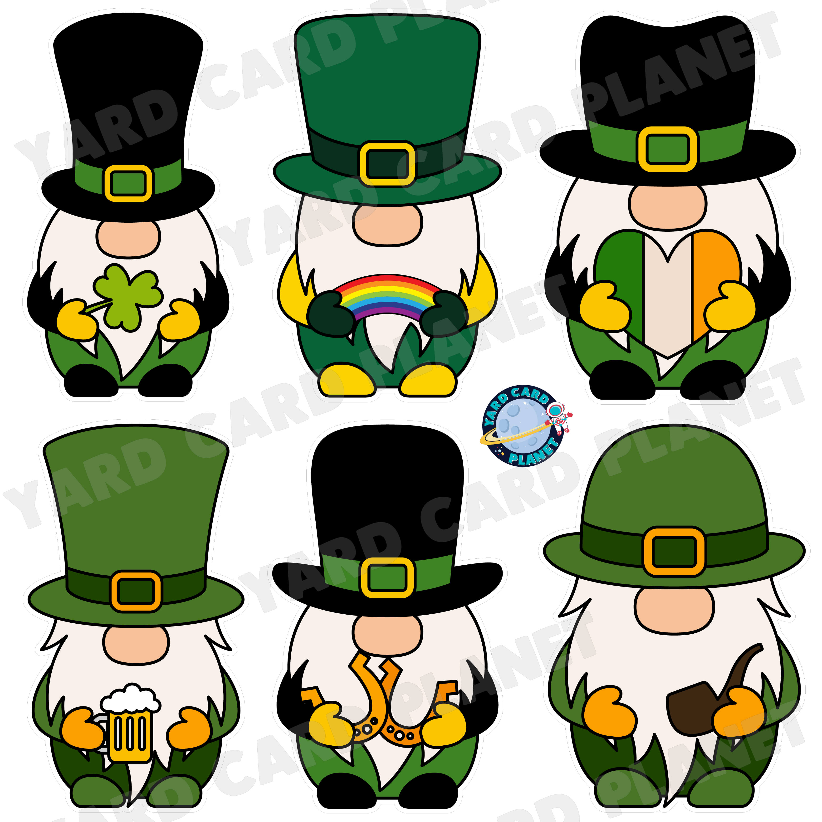 Leprechaun Gnomes Half Sheet Yard Card Flair Set