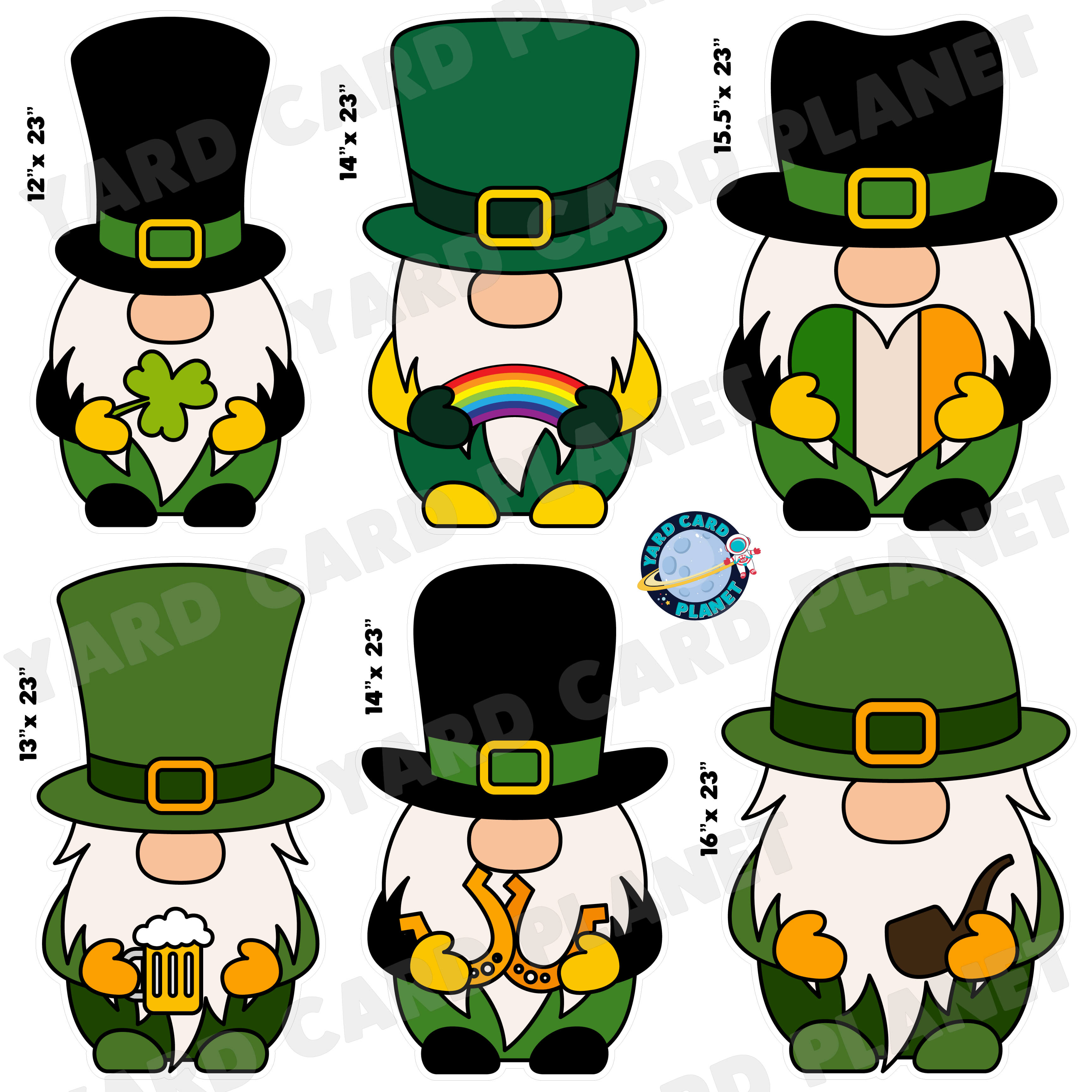 Leprechaun Gnomes Half Sheet Yard Card Flair Set