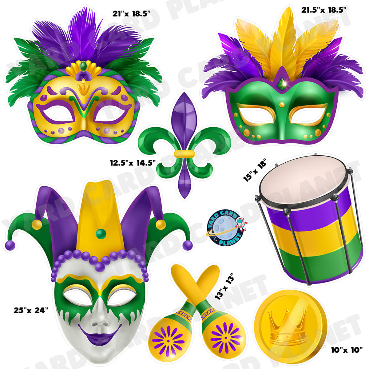 Mardi Gras Half Sheet Yard Card Flair Set