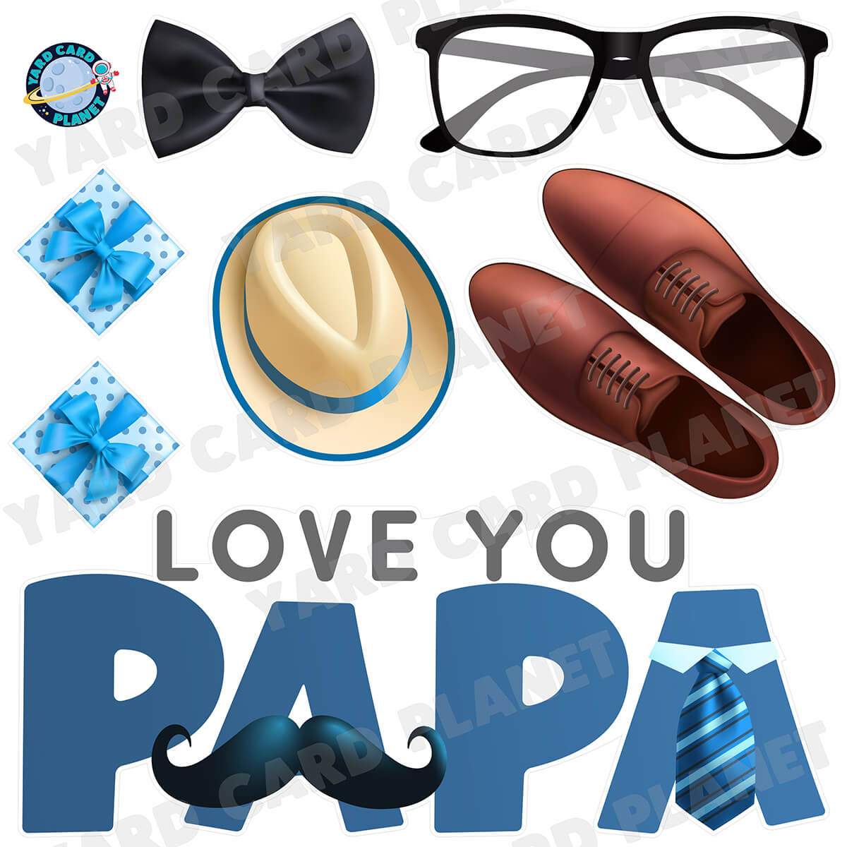 Love You Papa Half Sheet EZ Quick Sign and Yard Card Flair Set