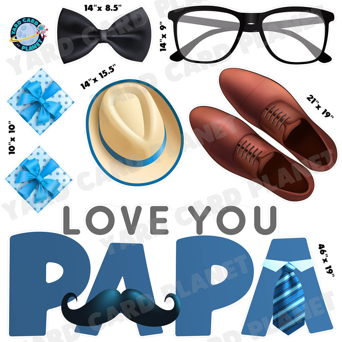 Love You Papa Half Sheet EZ Quick Sign and Yard Card Flair Set