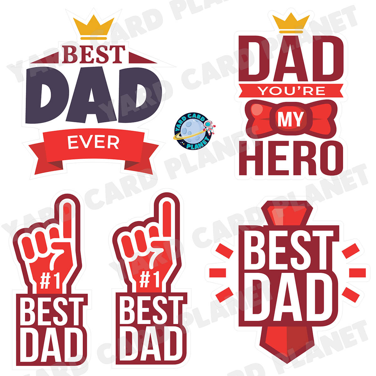 Father's Day Best Dad Ever Half Sheet Yard Card Flair Set