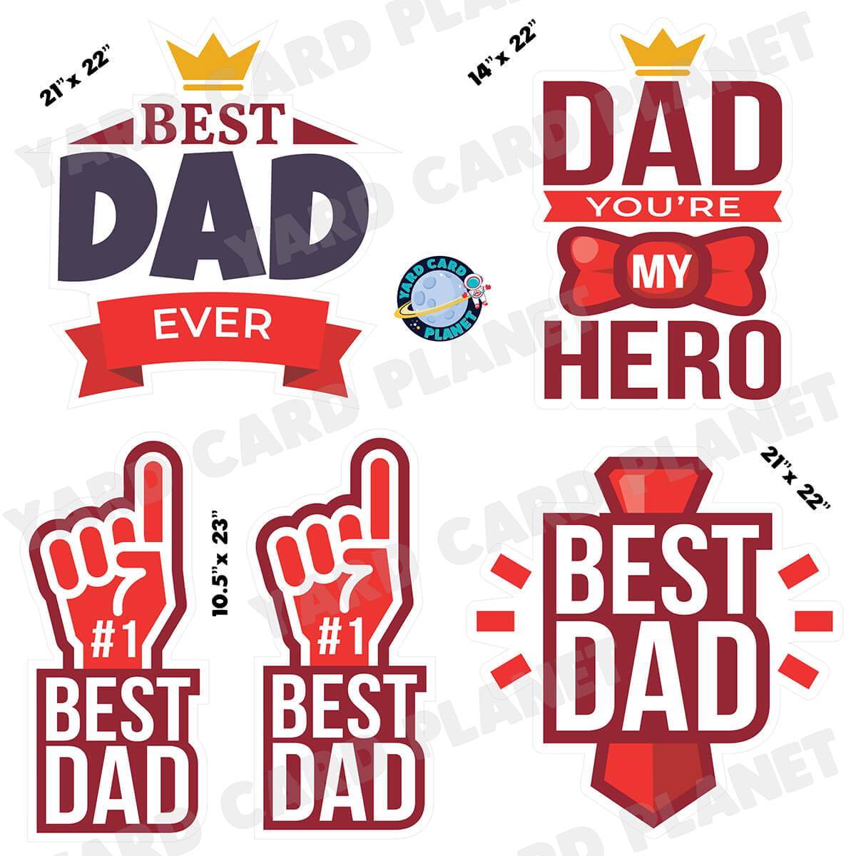 Father's Day Best Dad Ever Half Sheet Yard Card Flair Set