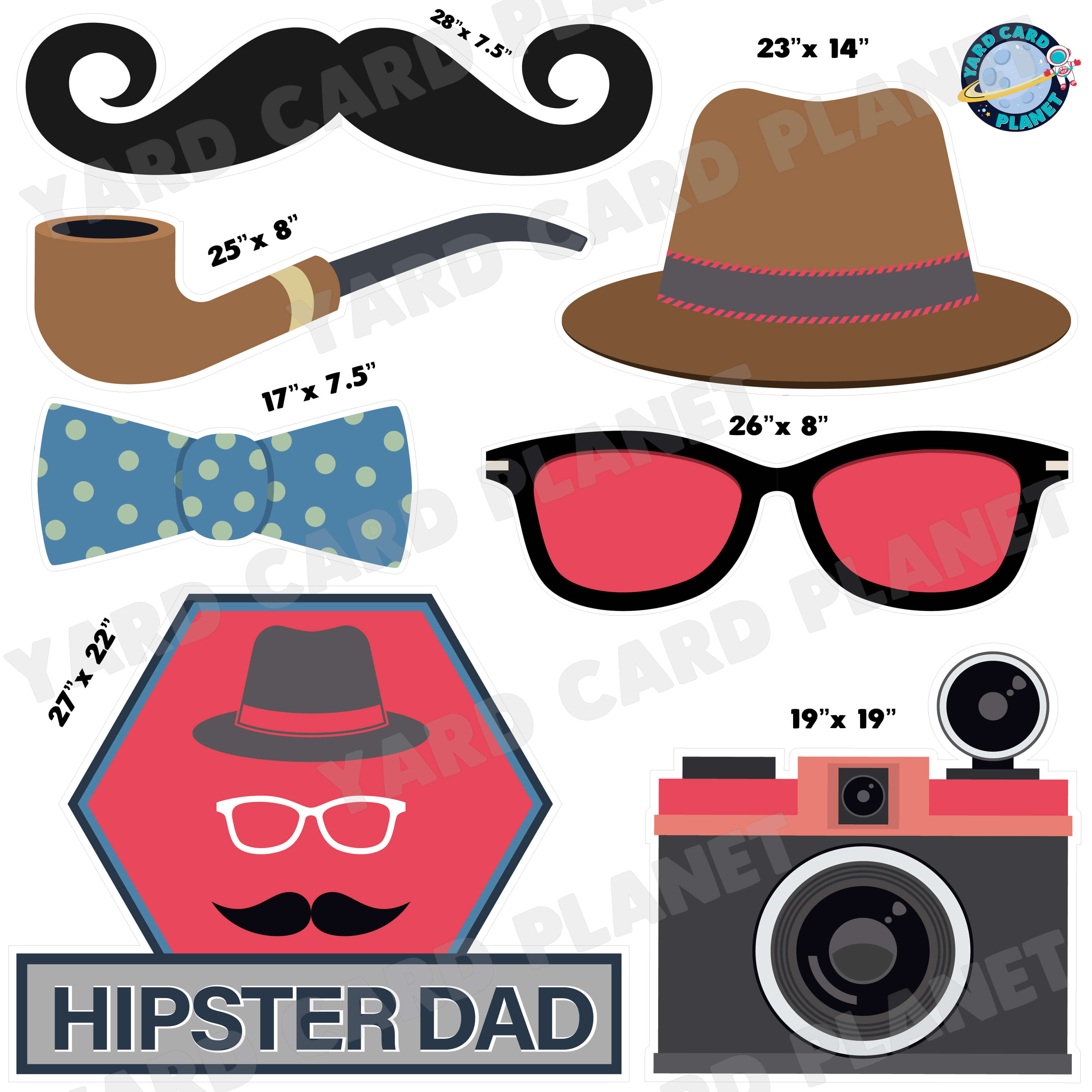Hipster Dad Half Sheet Yard Card Flair Set