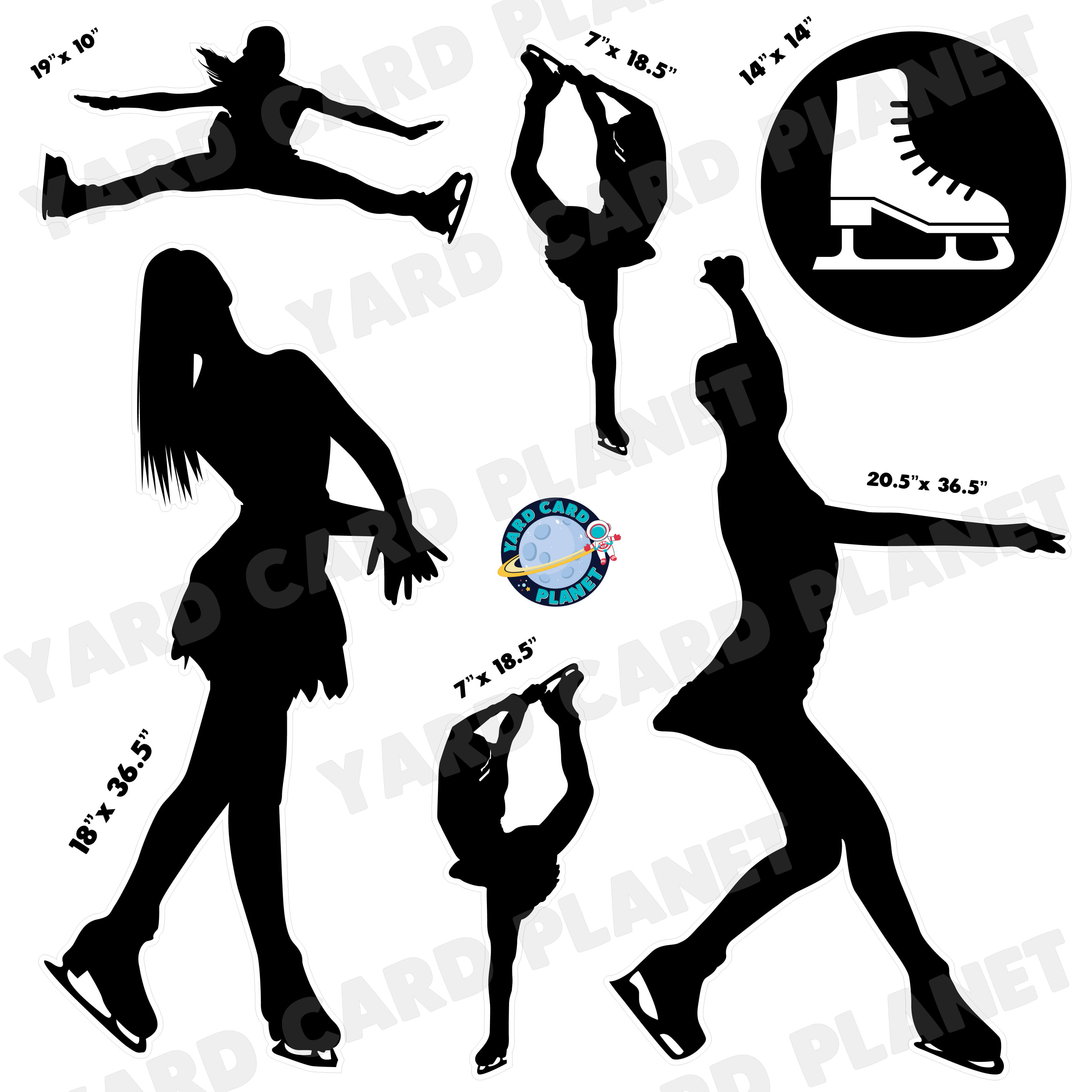 Figure Skating Silhouette Half Sheet Yard Card Flair Set