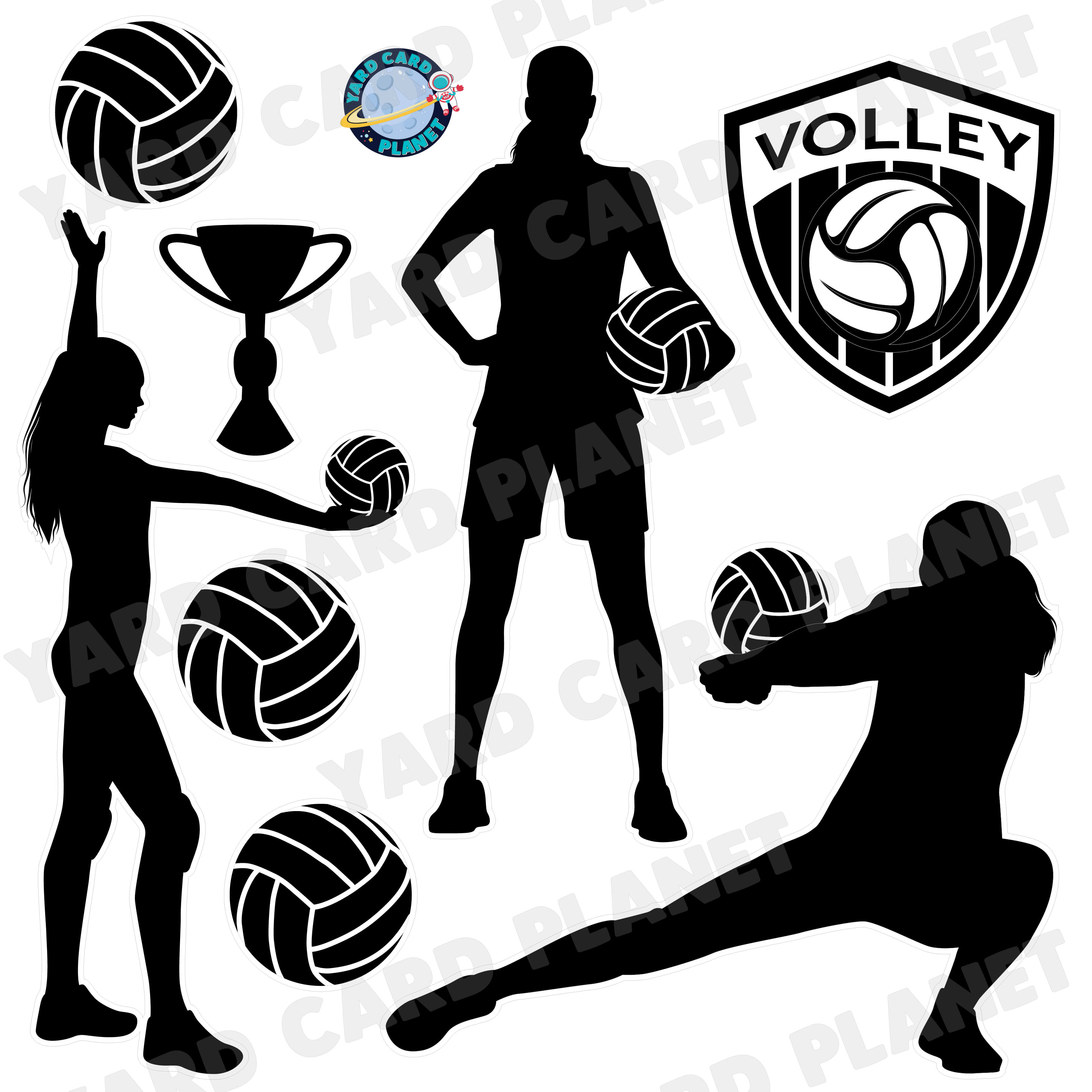 Volleyball Silhouette Half Sheet Yard Card Flair Set