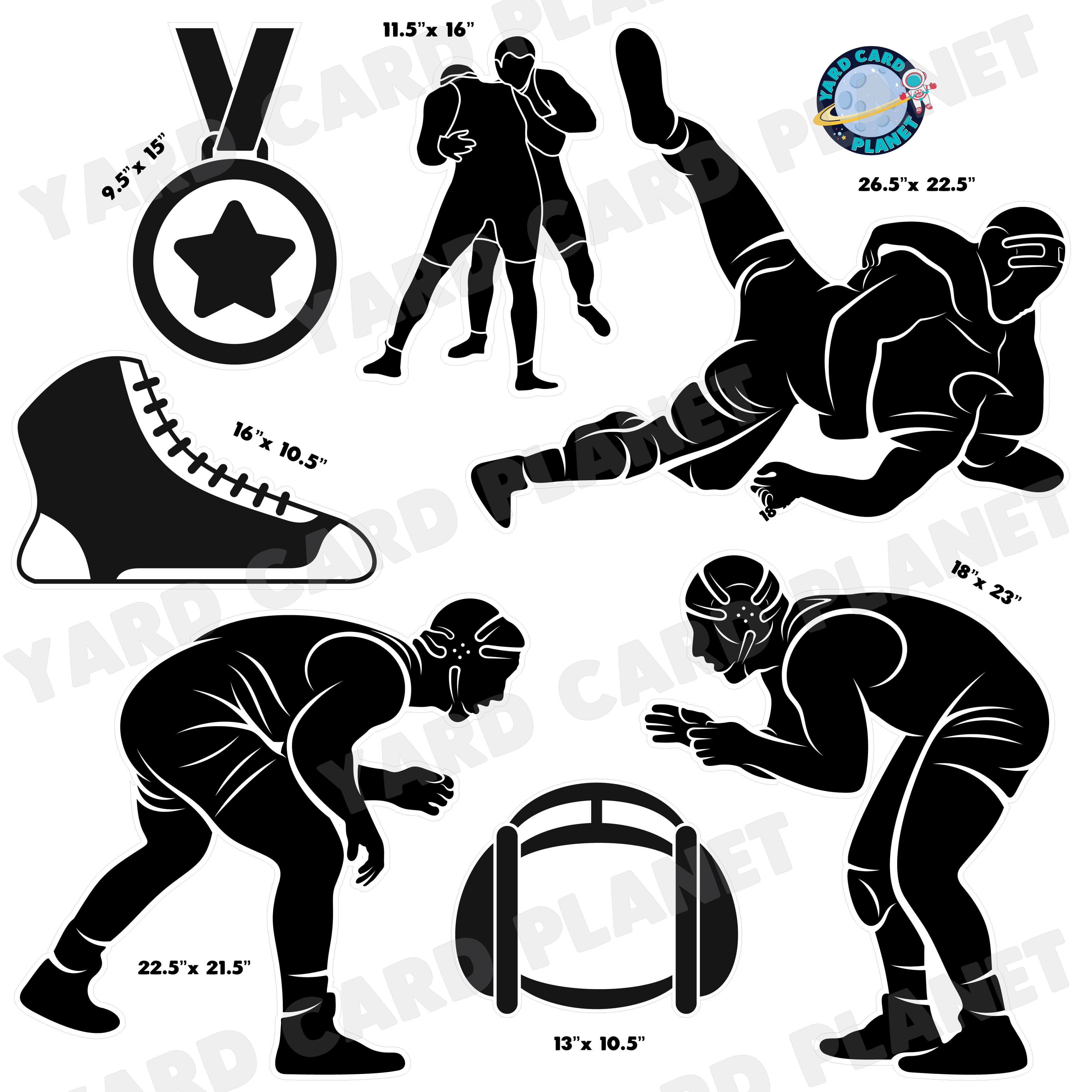 Wrestling Silhouette Half Sheet Yard Card Flair Set