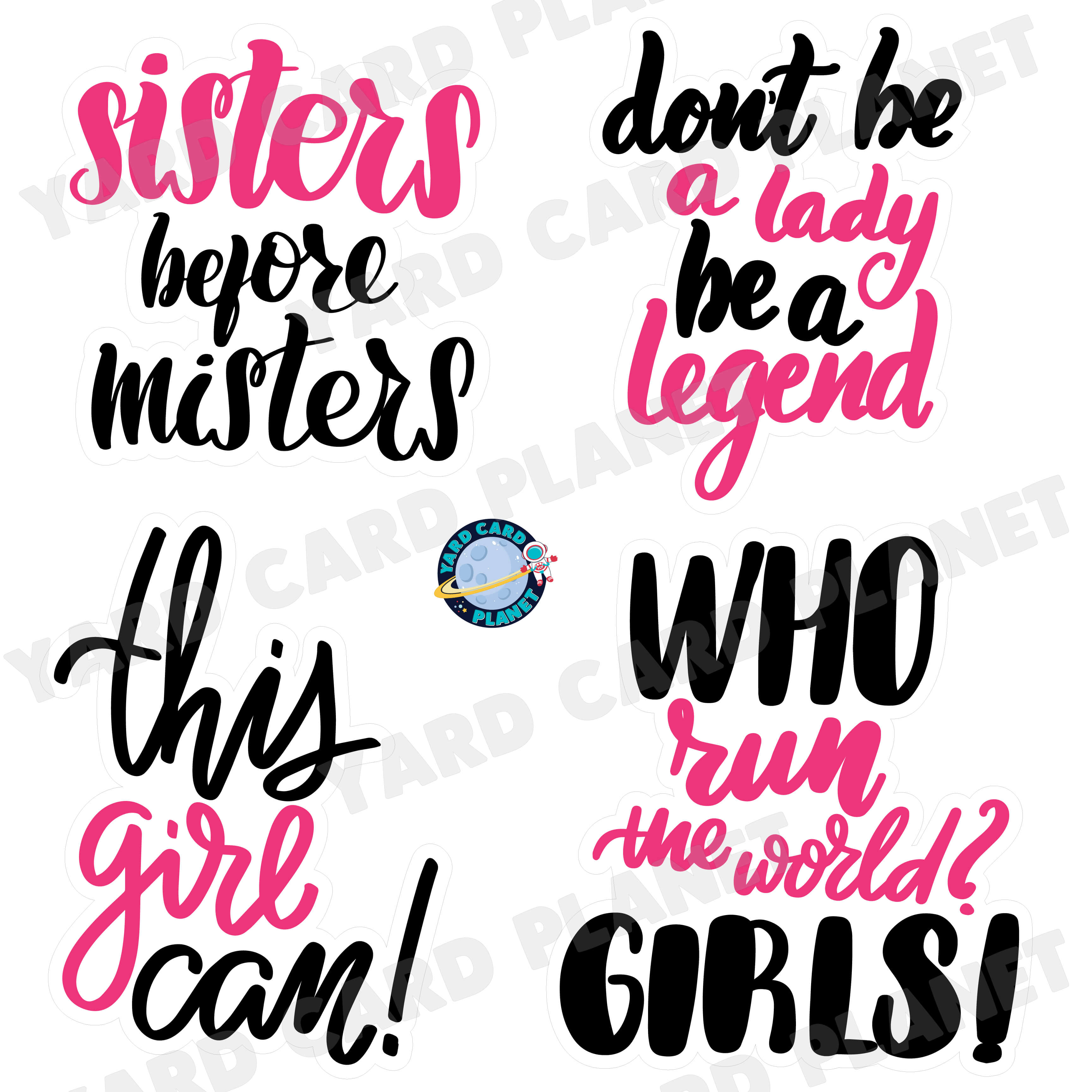 Girl Power Motivational Sayings Half Sheet Yard Card Flair Set
