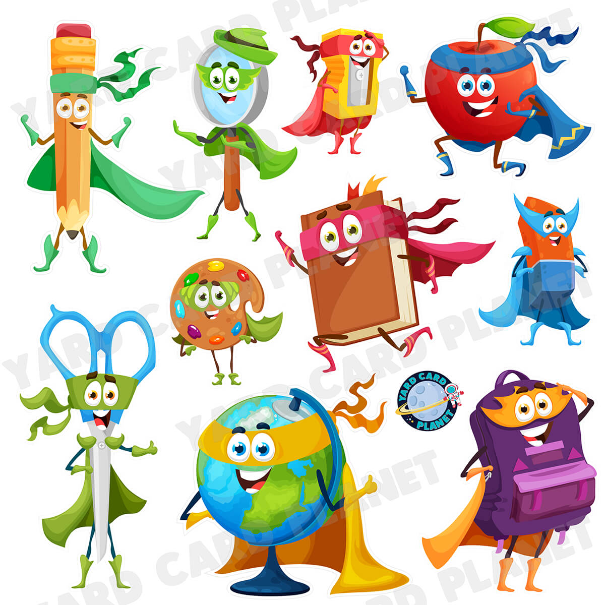 I Love School Superheroes Half Sheet Yard Card Flair Set