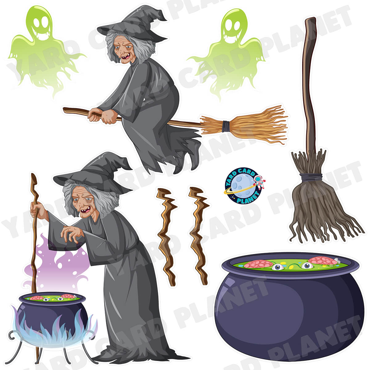 Halloween Witches Brew Half Sheet Yard Card Flair Set