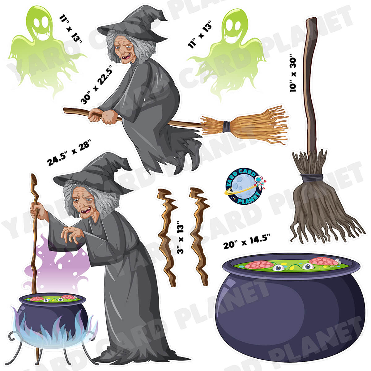 Halloween Witches Brew Half Sheet Yard Card Flair Set