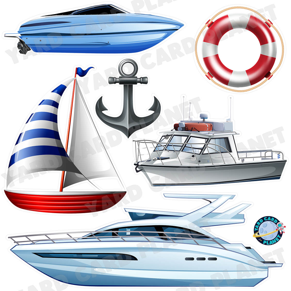 I'm on a Boat Half Sheet Yard Card Flair Set