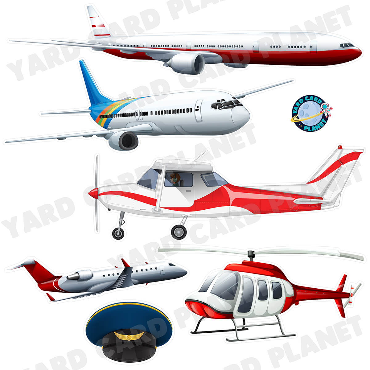 Cleared For Takeoff Airplane Half Sheet Yard Card Flair Set