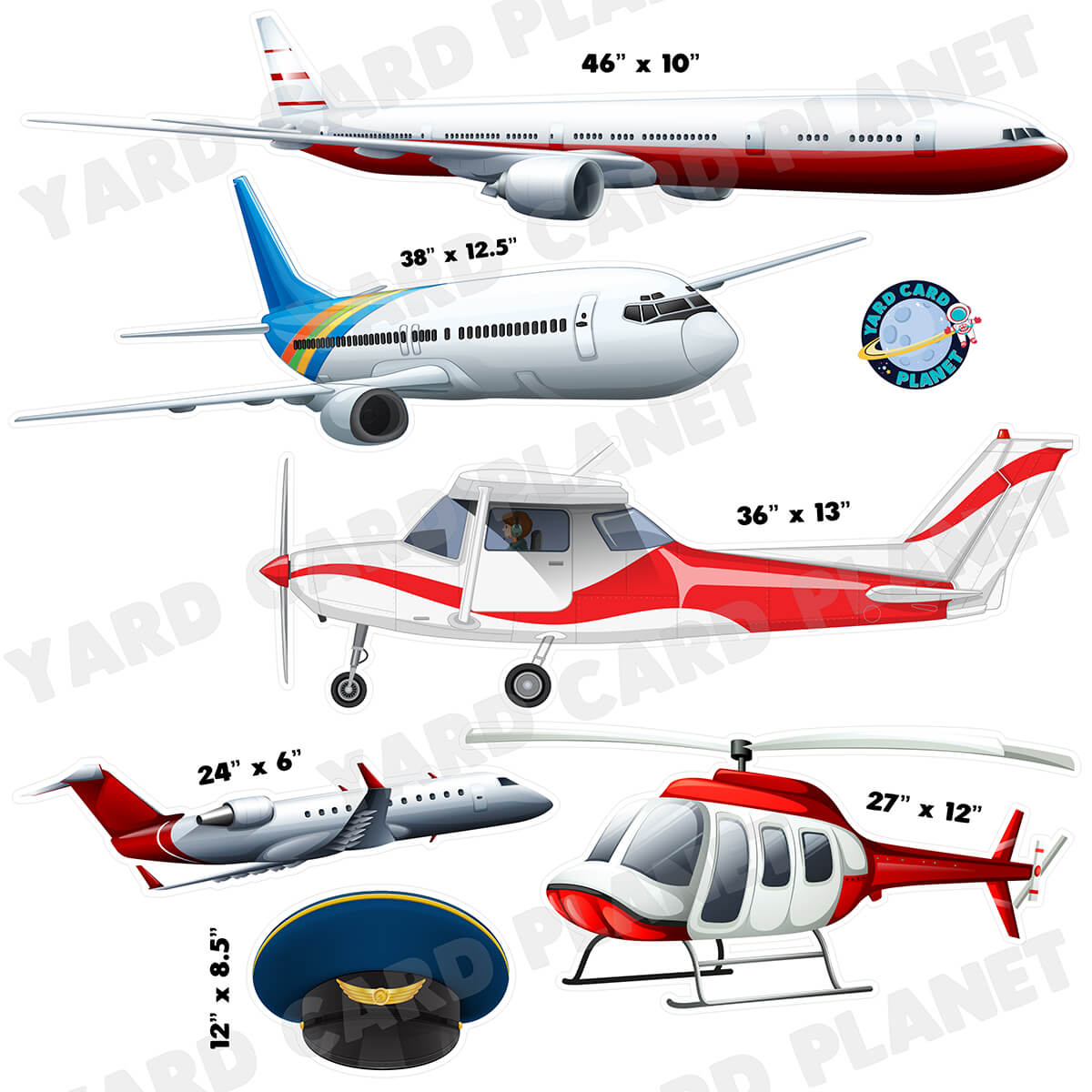 Cleared For Takeoff Airplane Half Sheet Yard Card Flair Set
