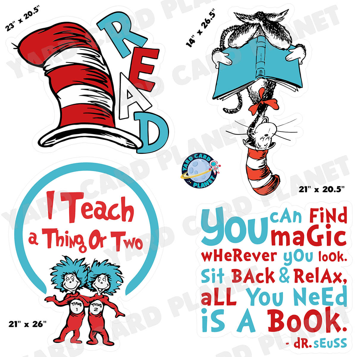 Dr. Seuss Reading Half Sheet Yard Card Flair Set