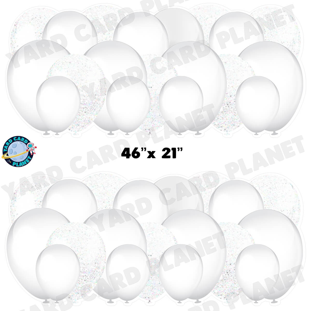 White and White Glitter Balloon Panels Half Sheet Yard Card Set