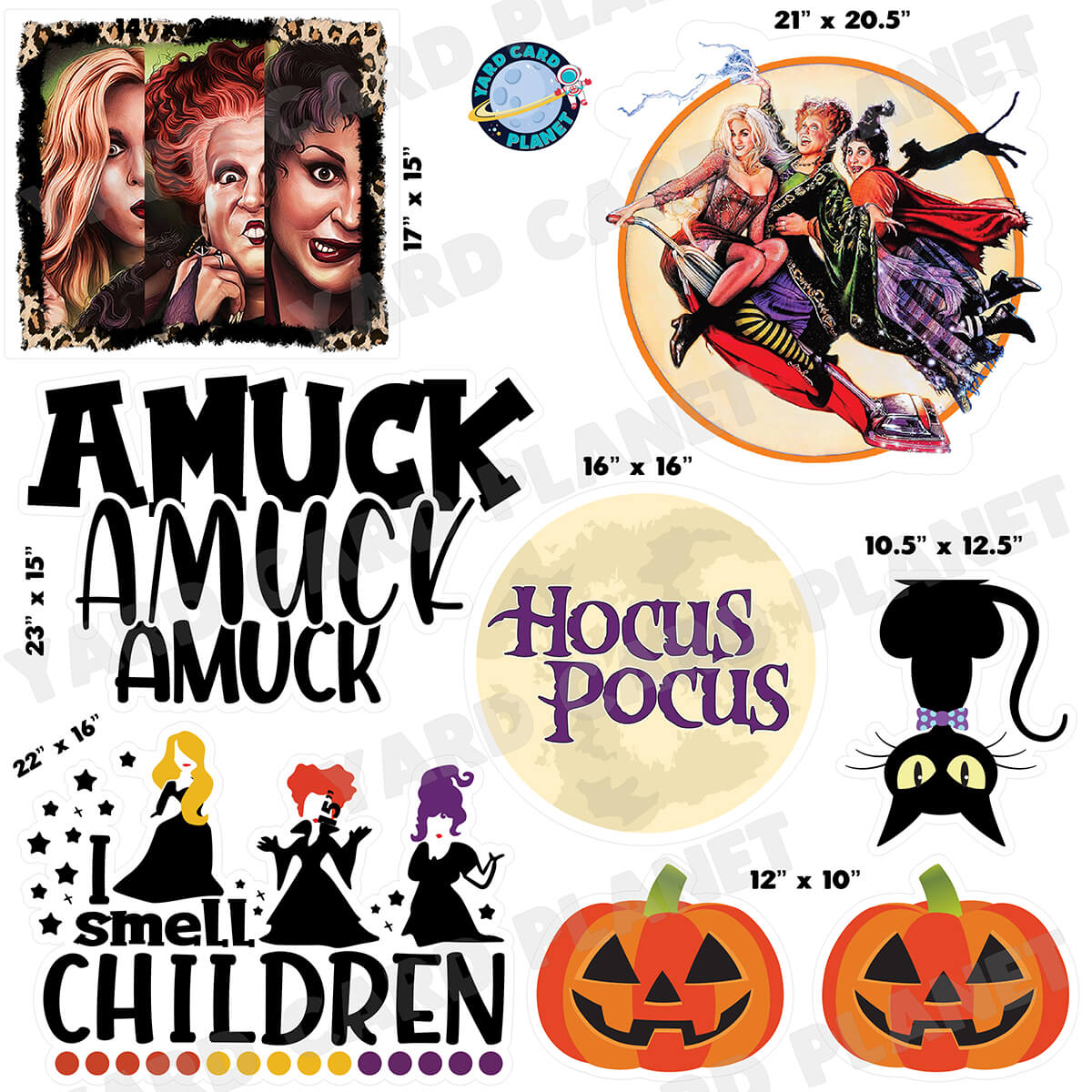 Hocus Pocus Halloween Half Sheet Yard Card Flair Set