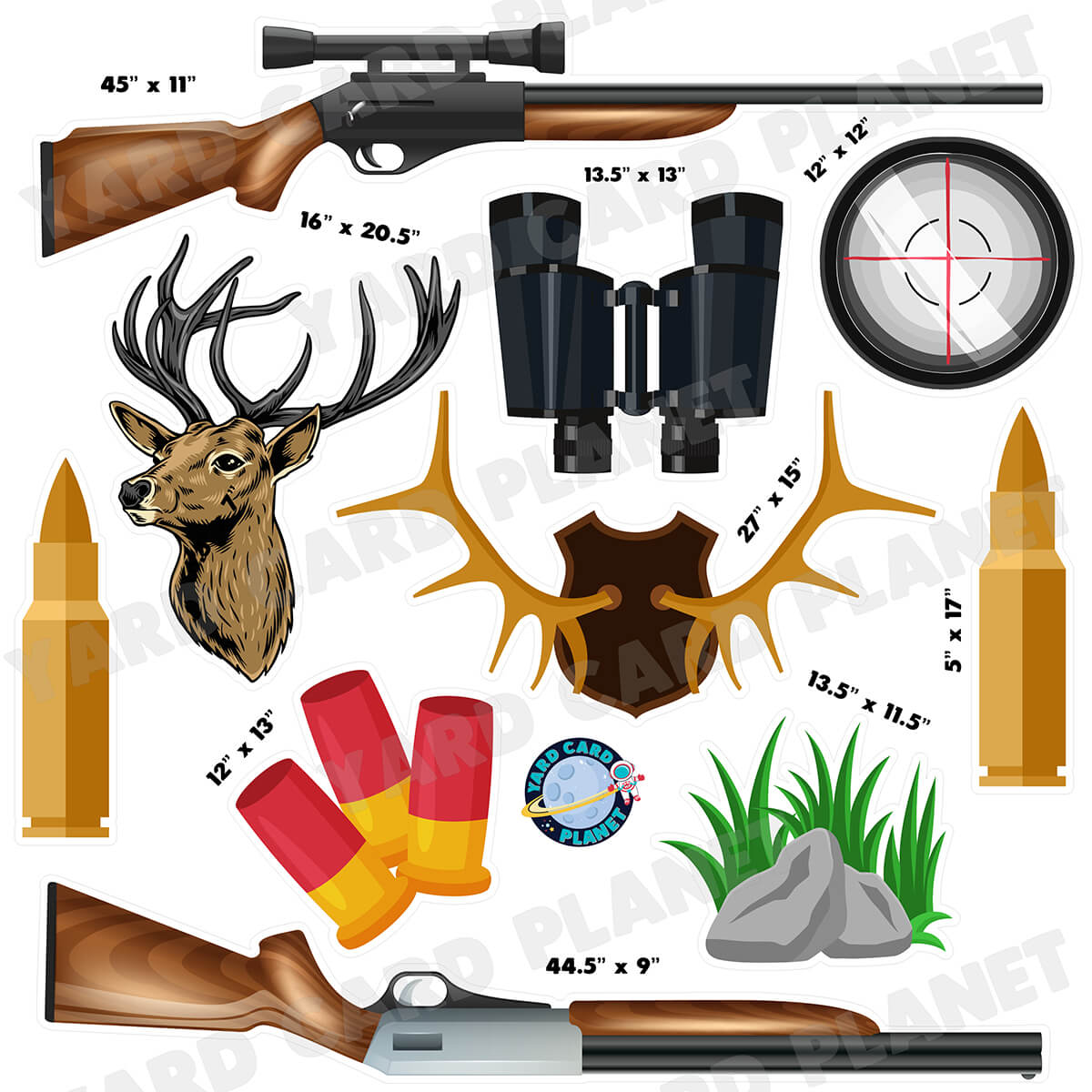 Hunting Half Sheet Yard Card Flair Set