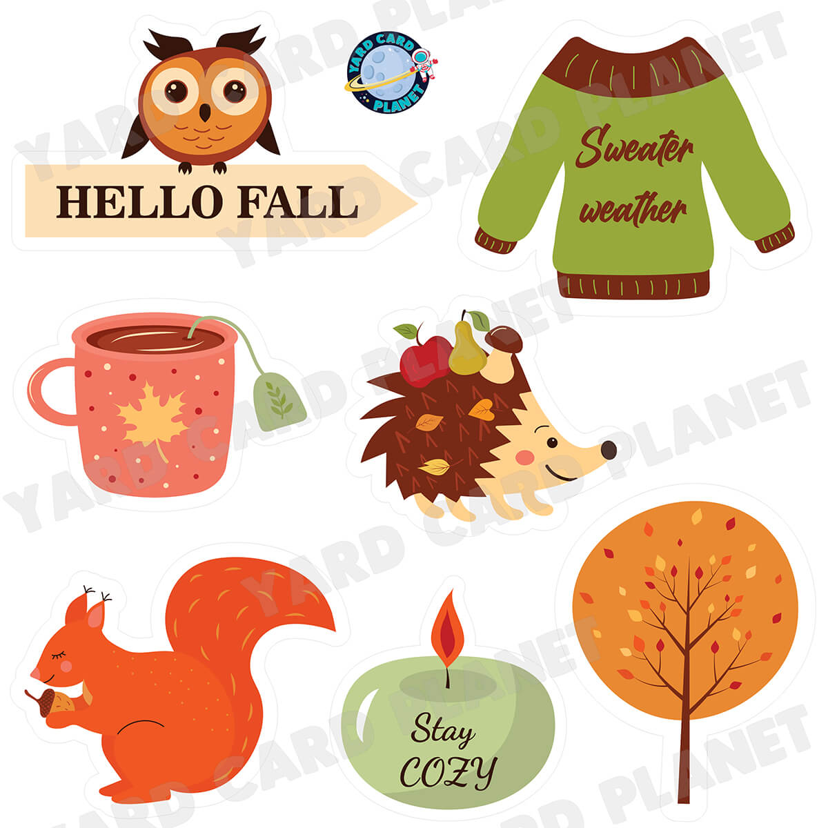 Hello Fall Sweater Weather Half Sheet Yard Card Flair Set