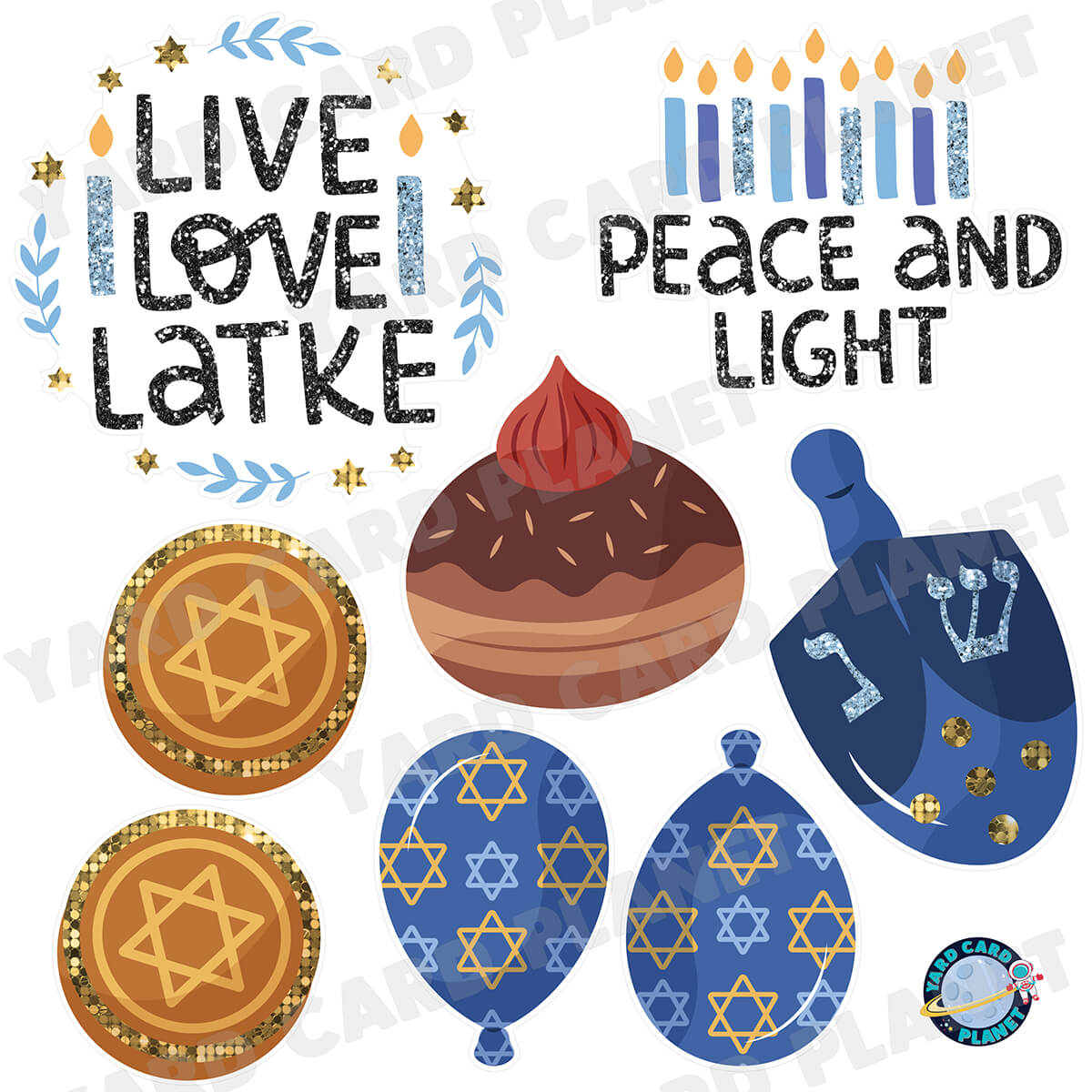 Hanukkah Peace and Light Yard Card Flair Set