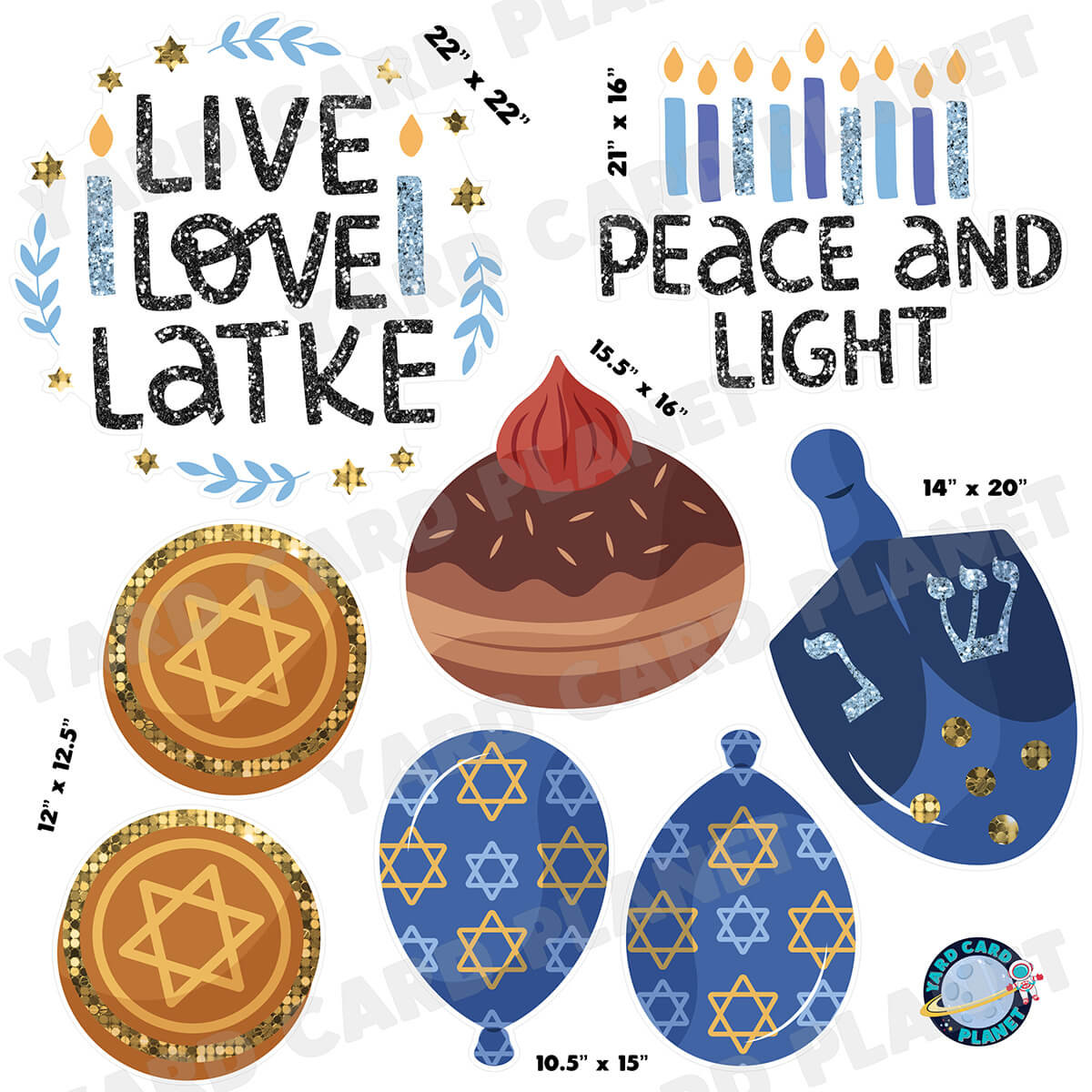 Hanukkah Peace and Light Yard Card Flair Set