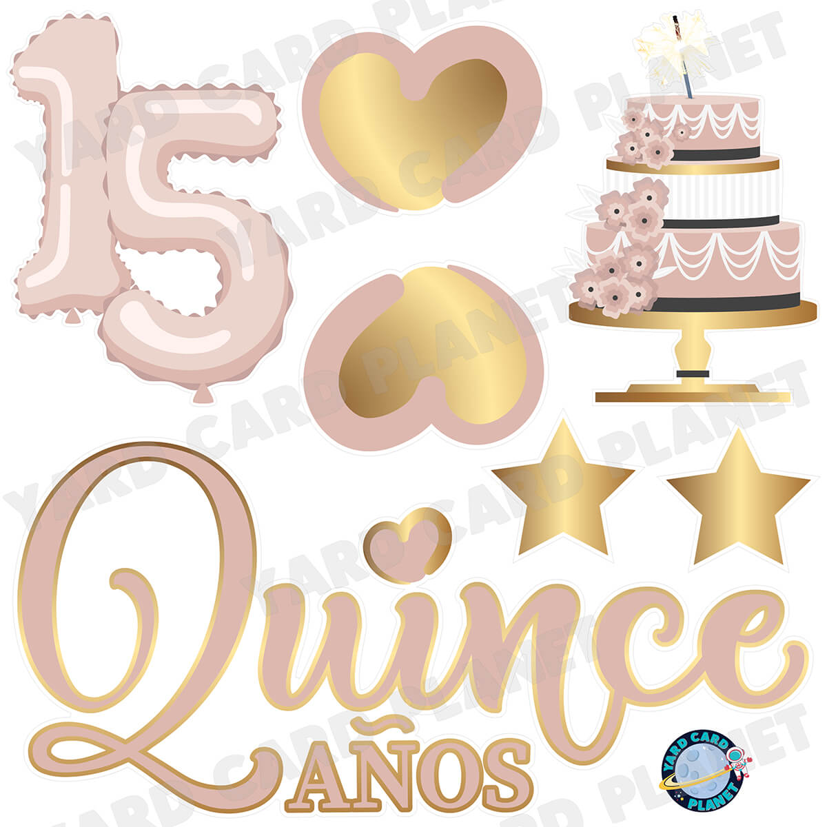 Quinceañera Half Sheet EZ Quick Sign and Yard Card Flair Set