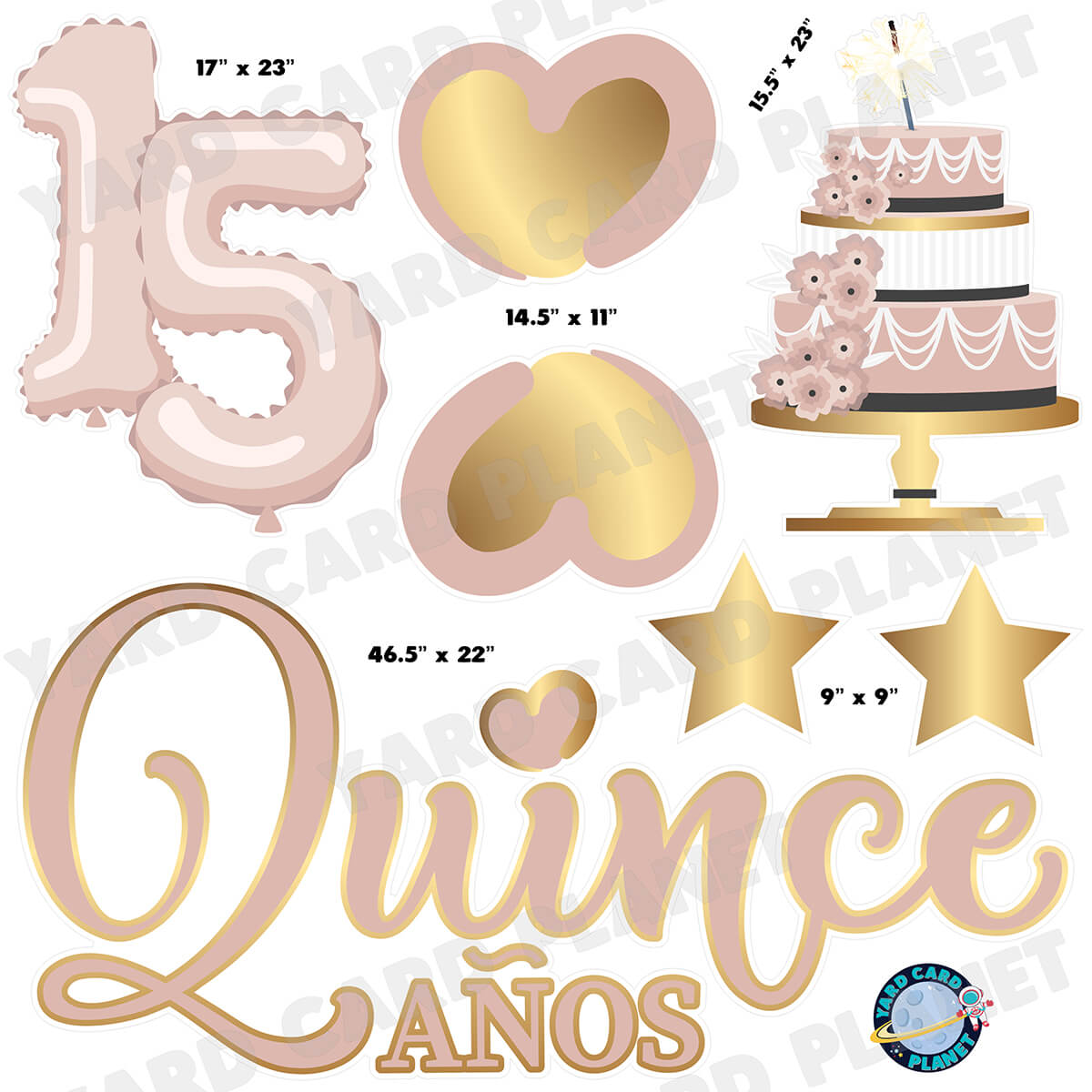 Quinceañera Half Sheet EZ Quick Sign and Yard Card Flair Set