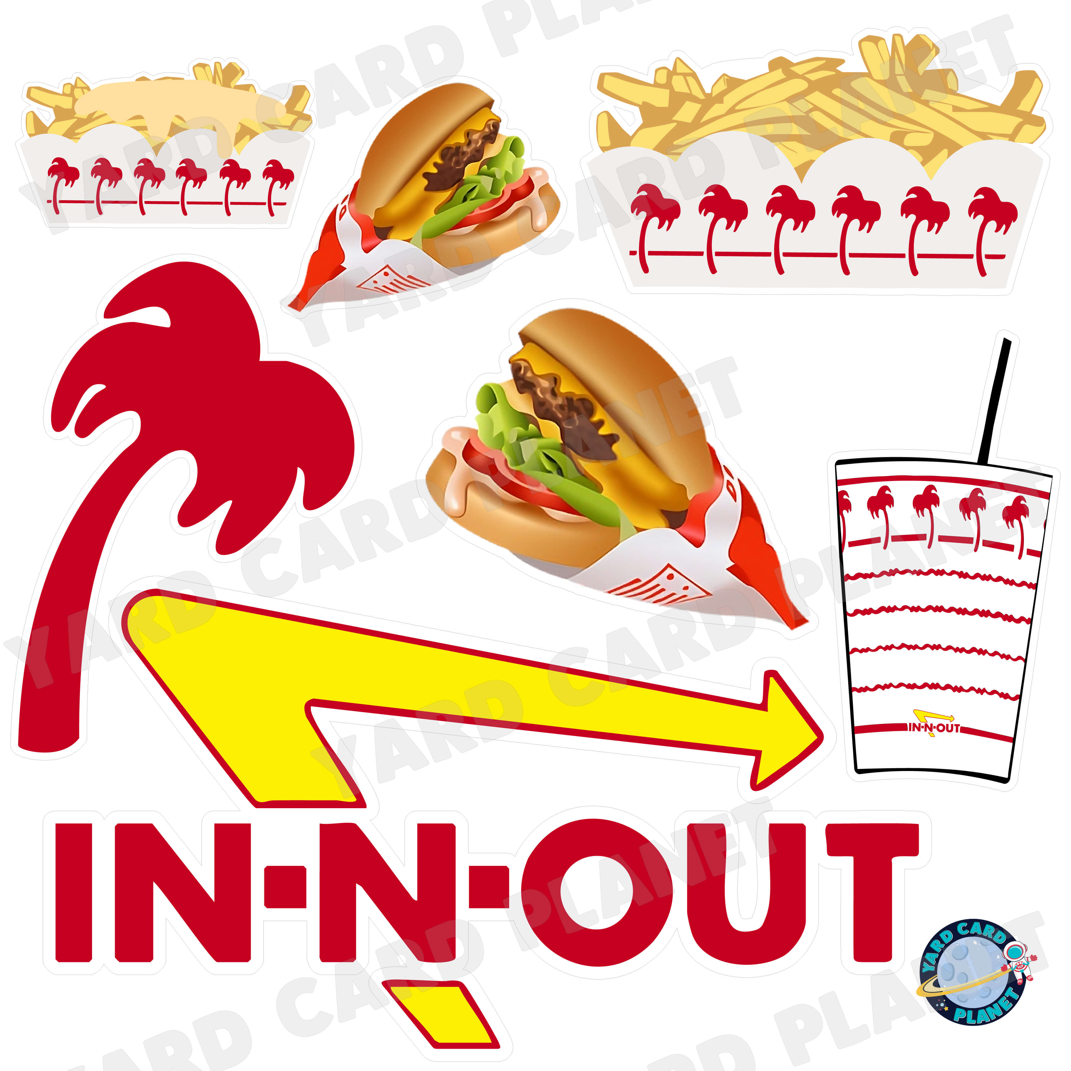 West Coast Burger and Fries Half Sheet Yard Card Flair Set