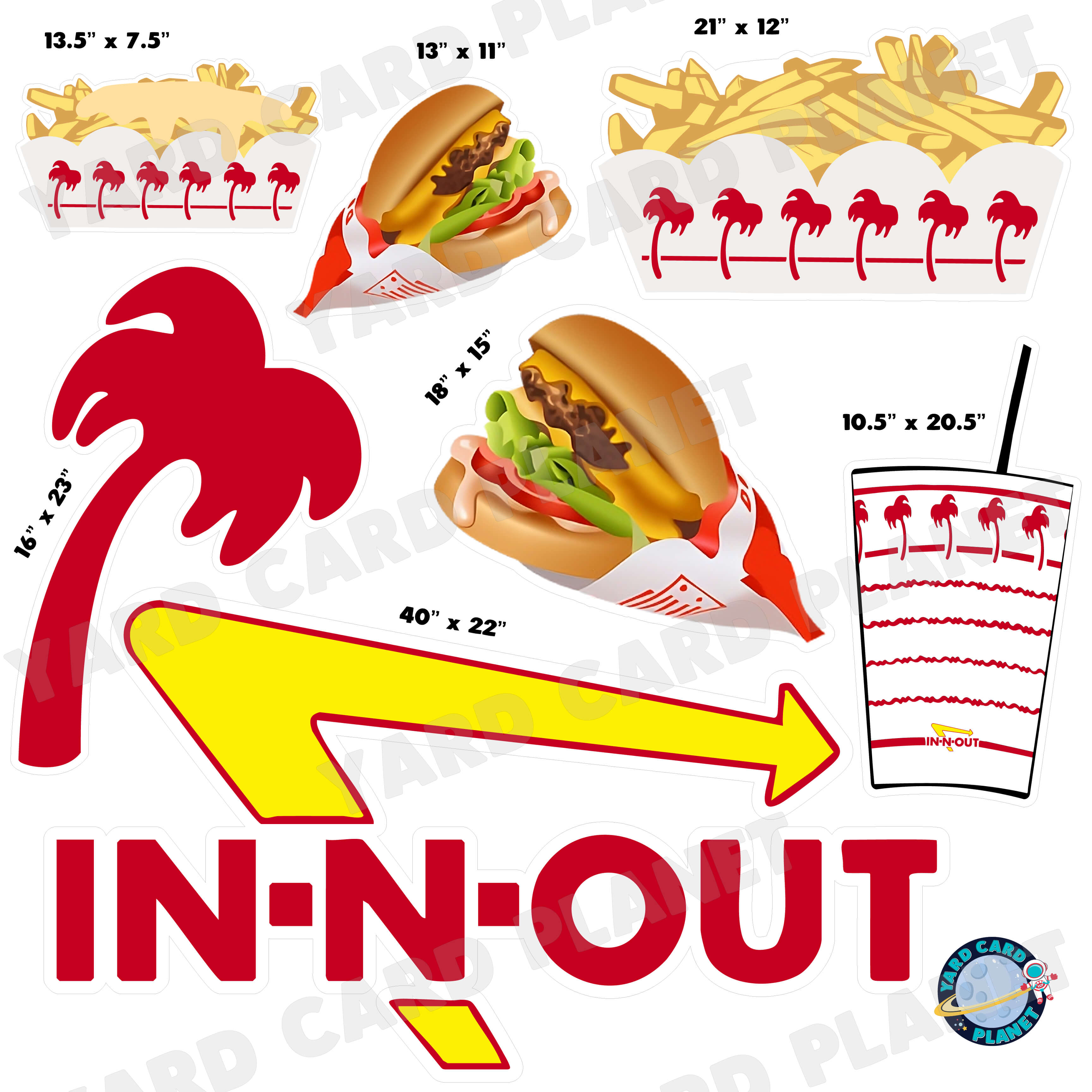 West Coast Burger and Fries Half Sheet Yard Card Flair Set