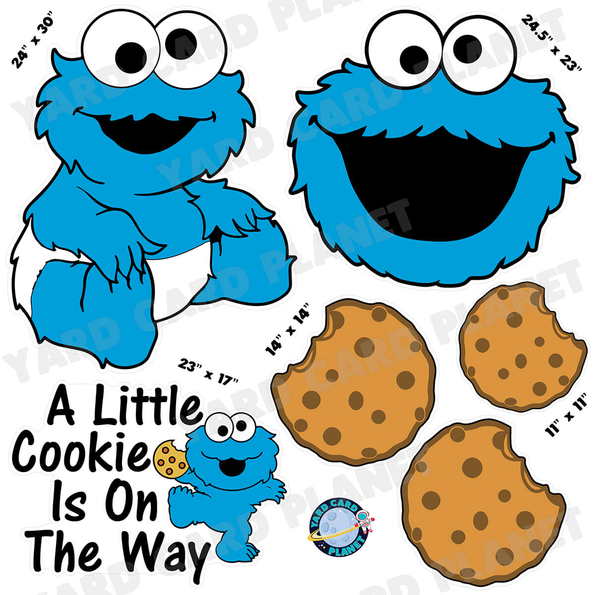 Cookie Loving Baby Monster Half Sheet Yard Card Flair Set