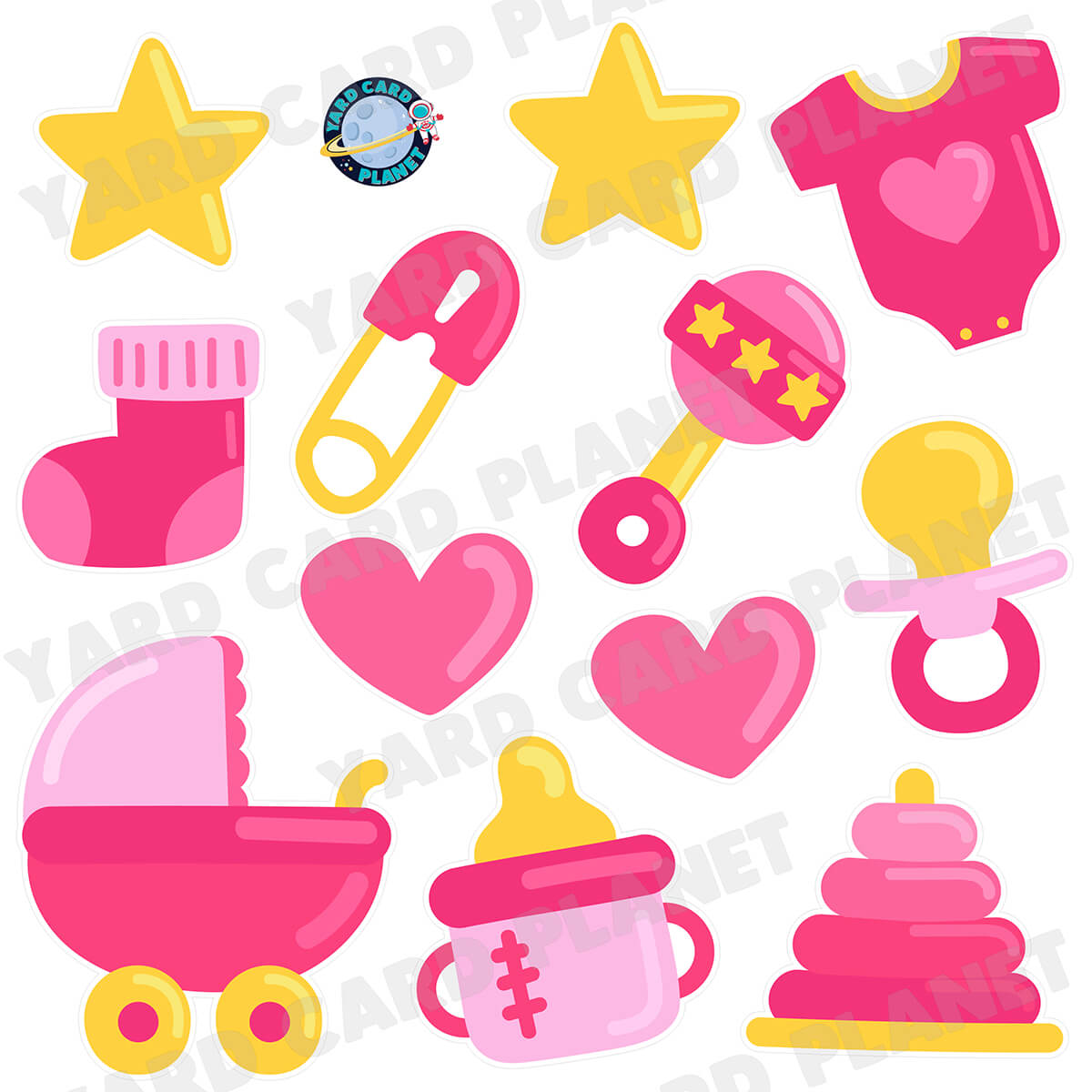 Baby Girl Essentials Half Sheet Yard Card Flair Set