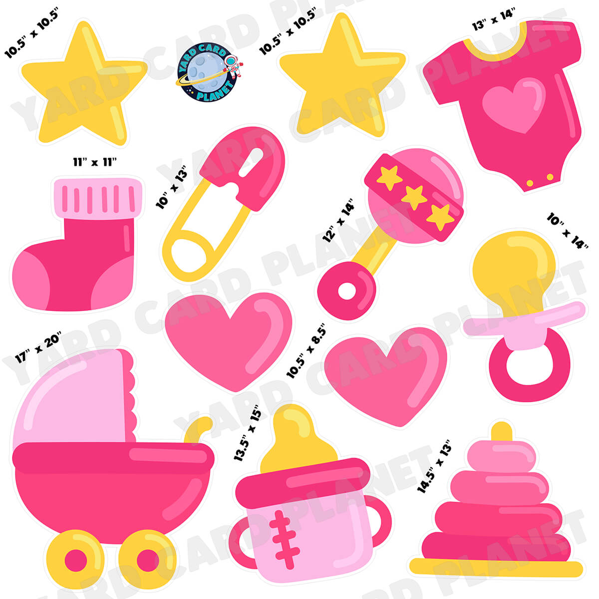 Baby Girl Essentials Half Sheet Yard Card Flair Set