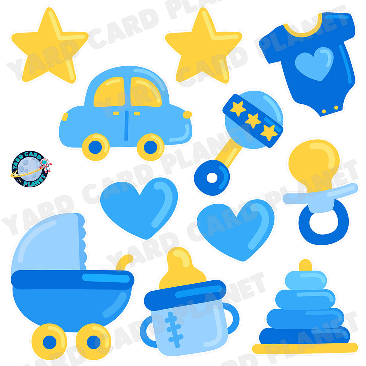Baby Boy Essentials Half Sheet Yard Card Flair Set
