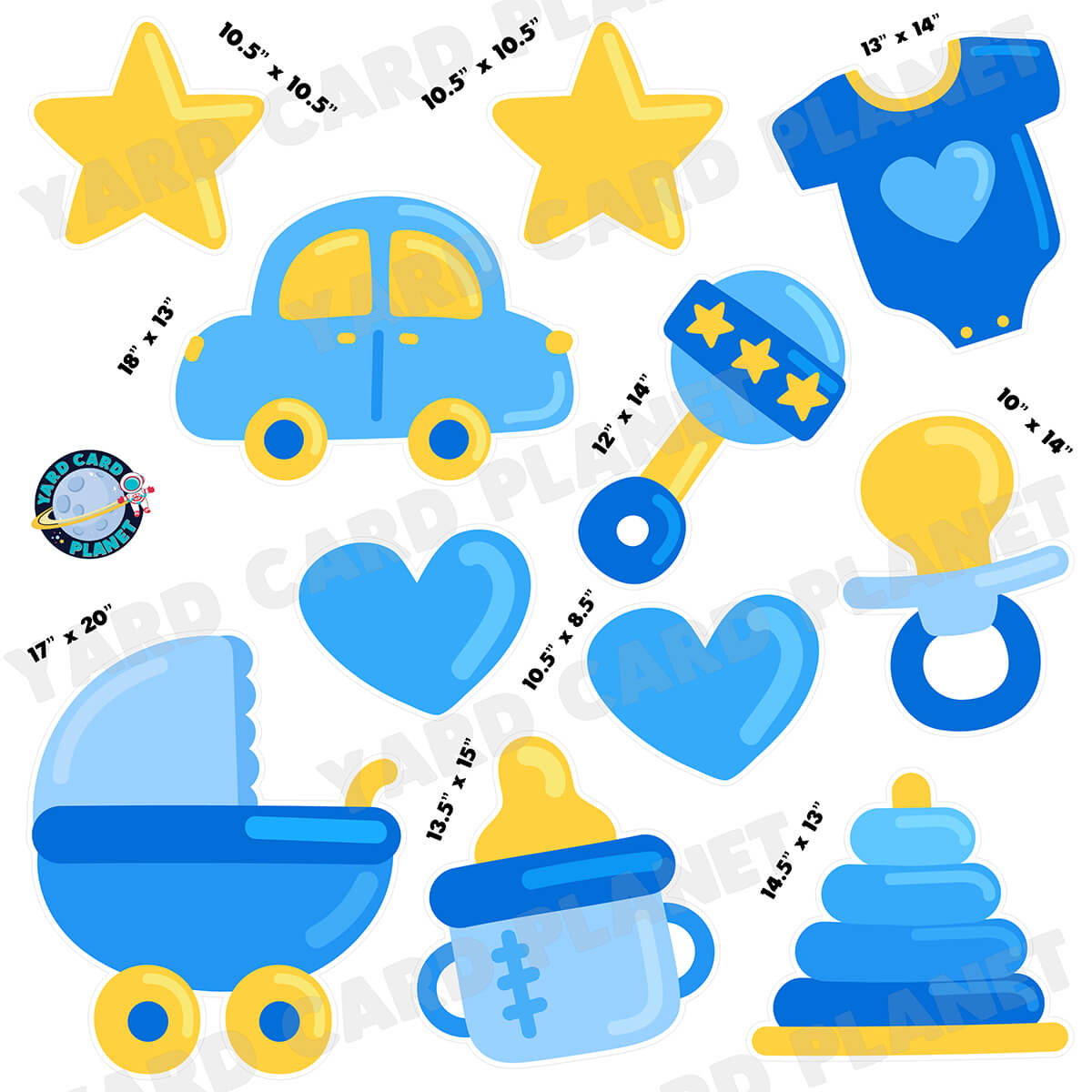 Baby Boy Essentials Half Sheet Yard Card Flair Set