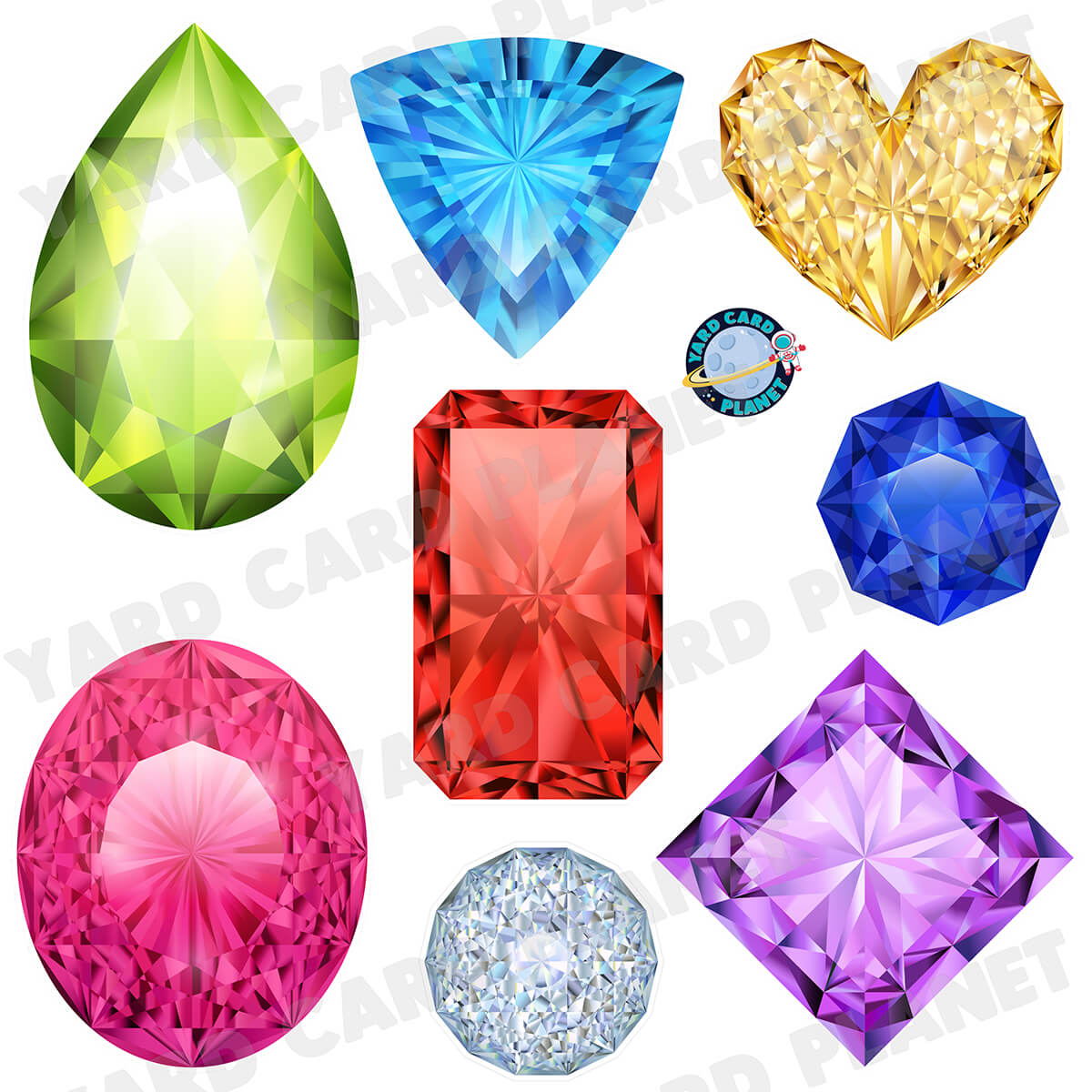Gemstones Half Sheet Yard Card Flair Set