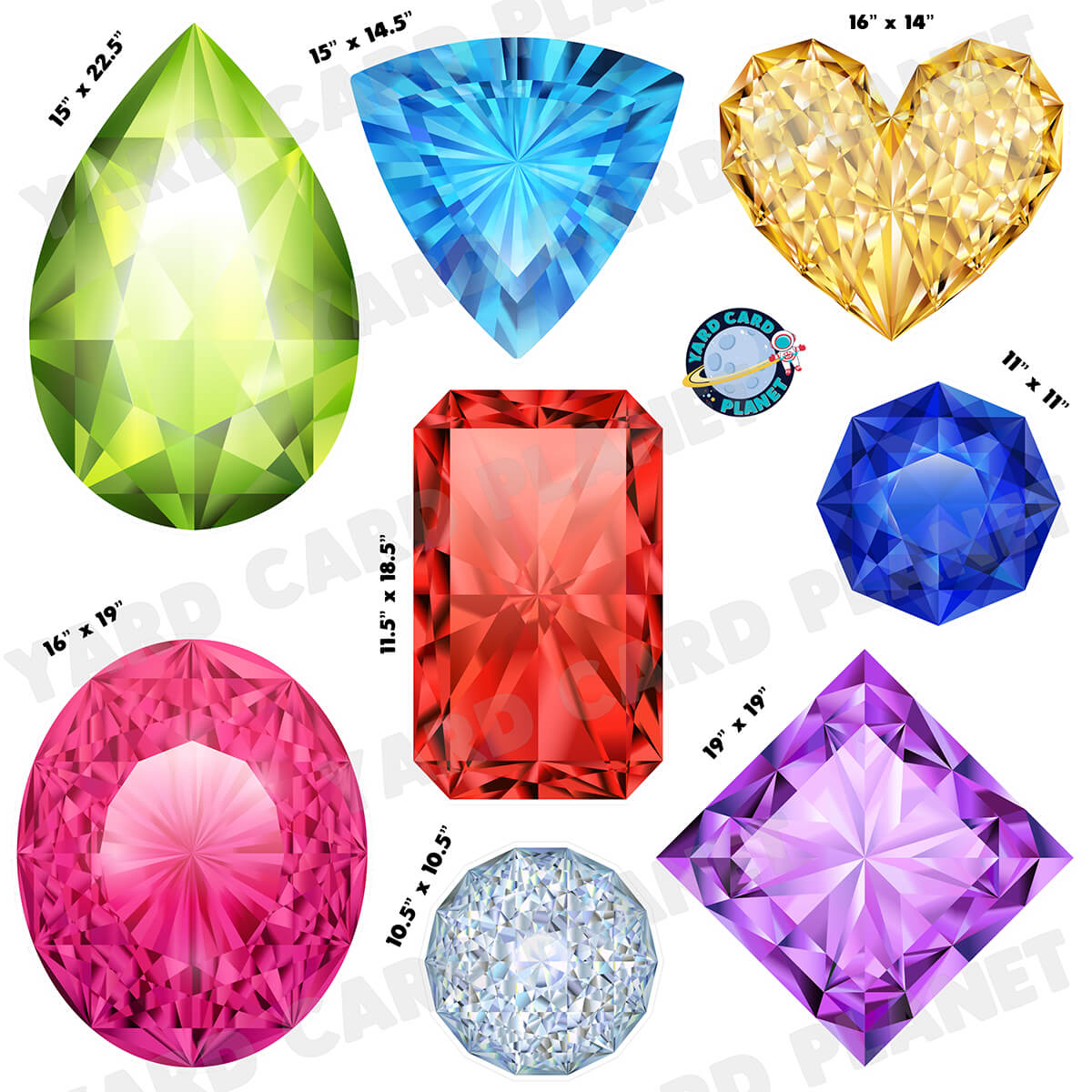 Gemstones Half Sheet Yard Card Flair Set