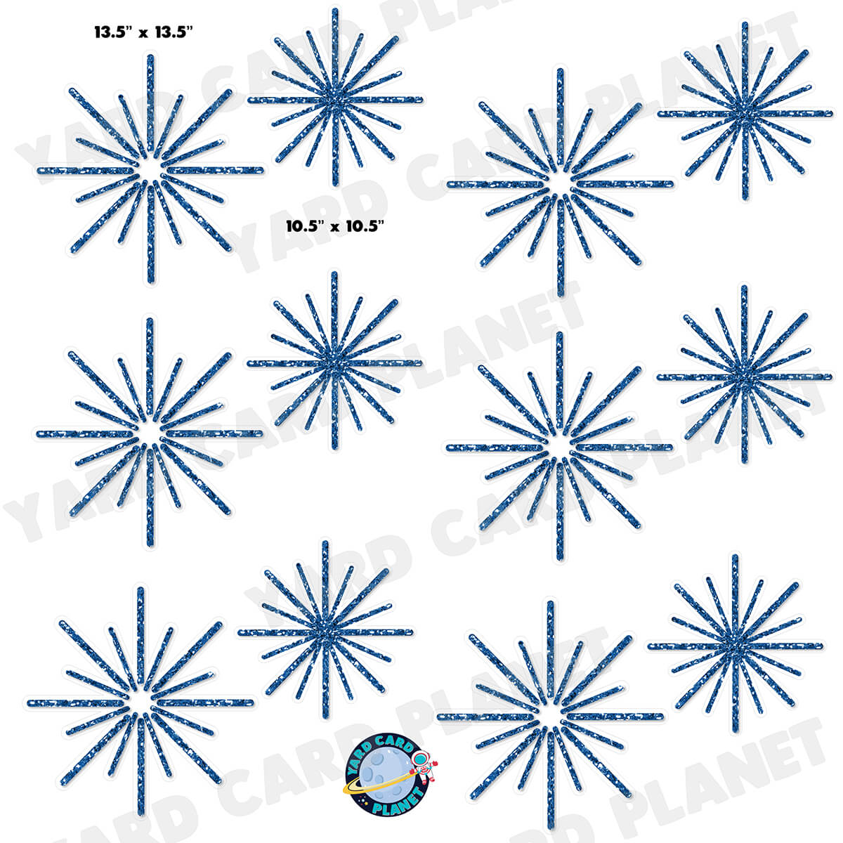 Blue Glitter Pattern Starbursts Half Sheet Yard Card Flair Set