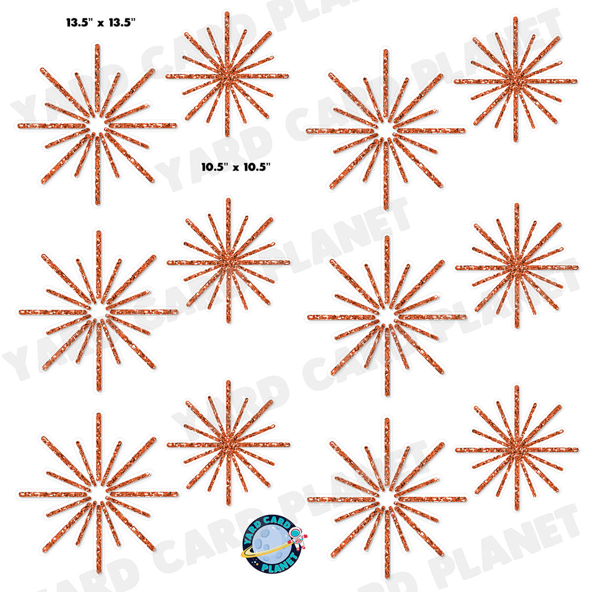 Orange Glitter Pattern Starbursts Half Sheet Yard Card Flair Set