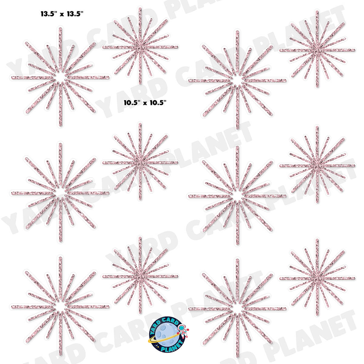 Light Pink Glitter Pattern Starbursts Half Sheet Yard Card Flair Set